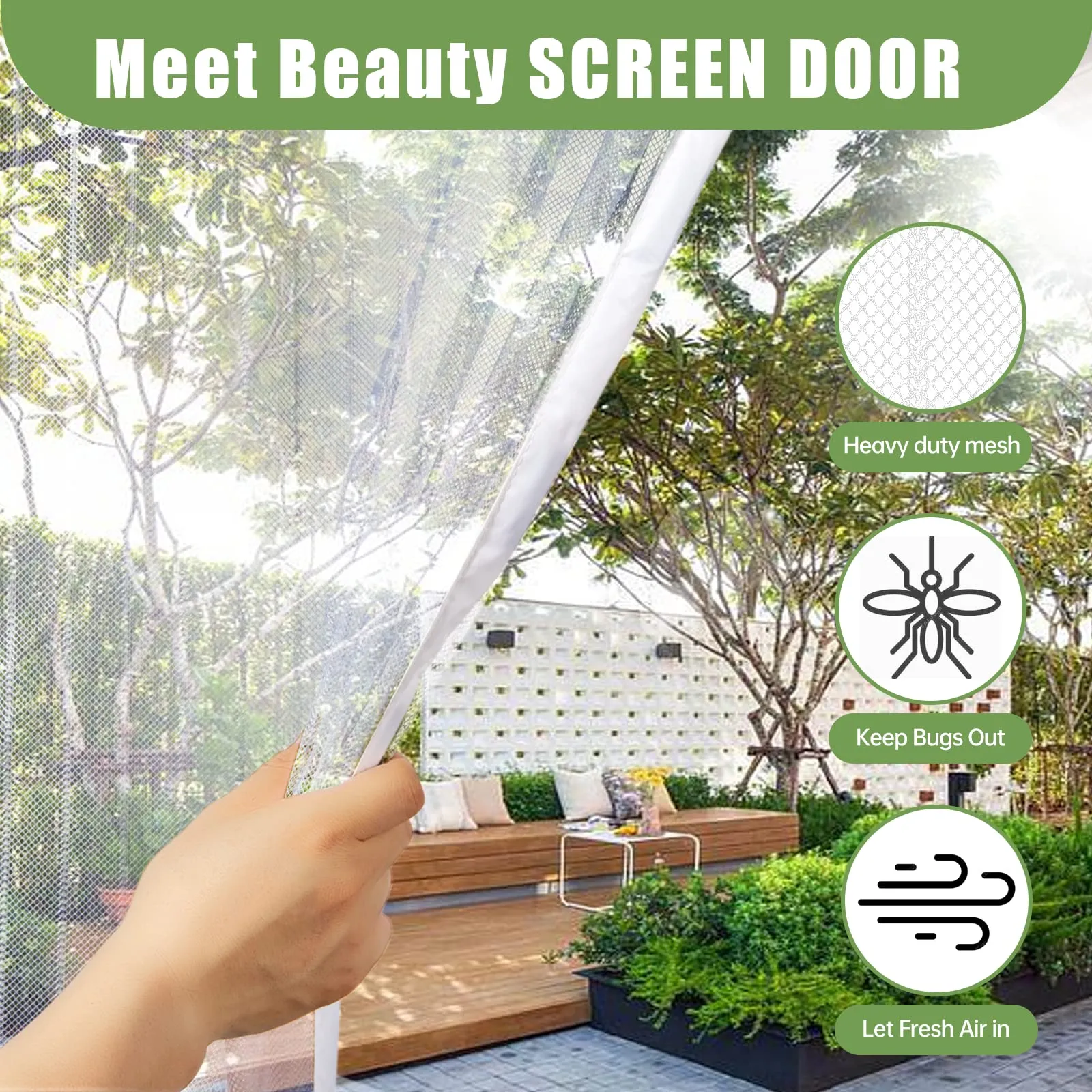 Meet Beauty Zanzariera Magnetica per Porte, 210 x 250 cm, Bianco - immagine 3