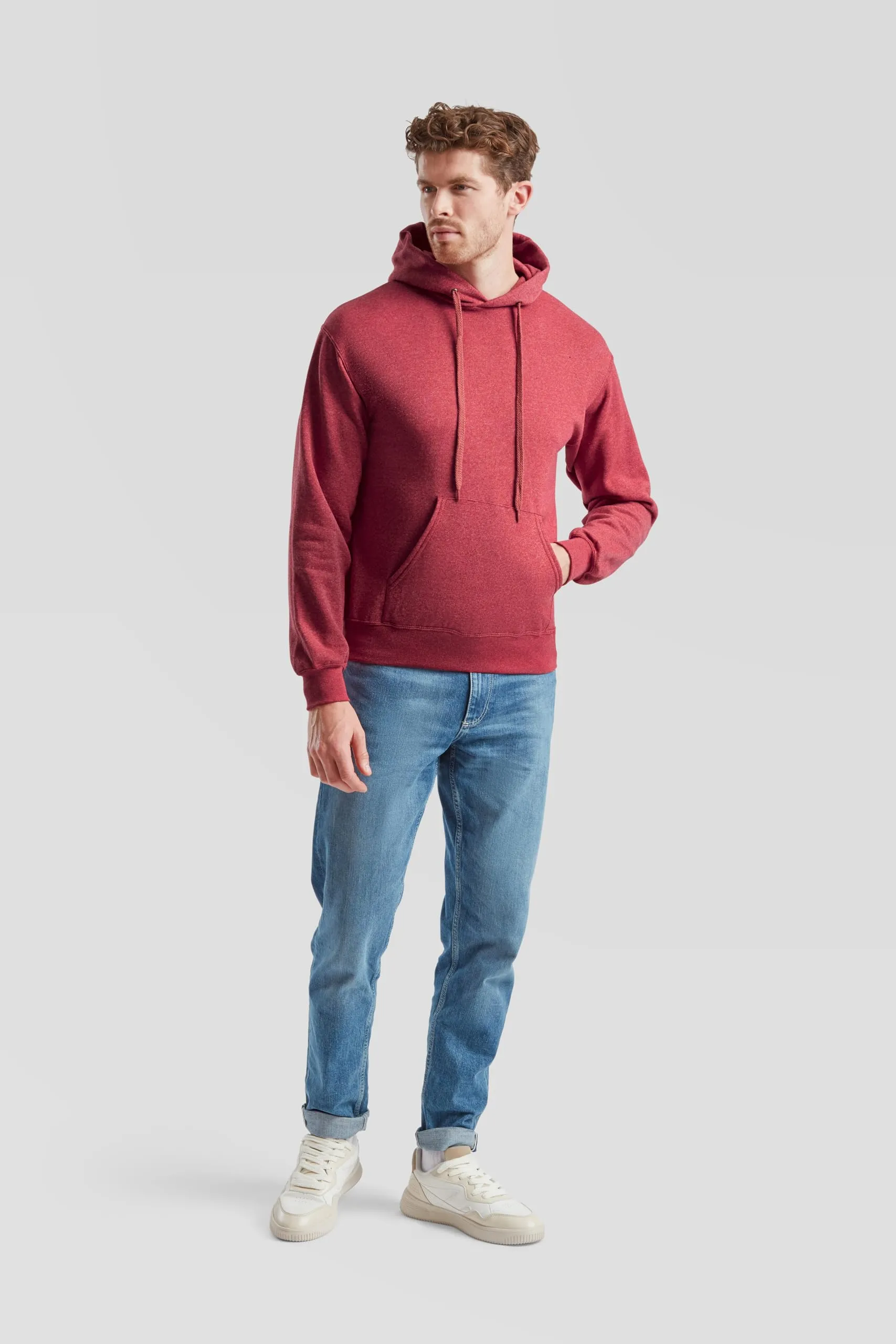 Fruit of the Loom Classic Felpa con cappuccio, Vintage Rosso Mélange, M - immagine 2