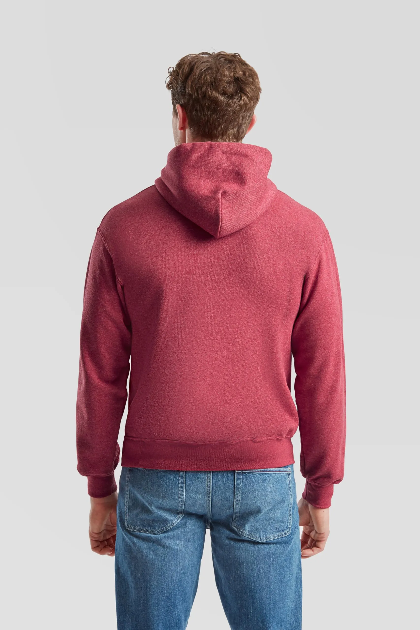 Fruit of the Loom Classic Felpa con cappuccio, Vintage Rosso Mélange, M - immagine 5