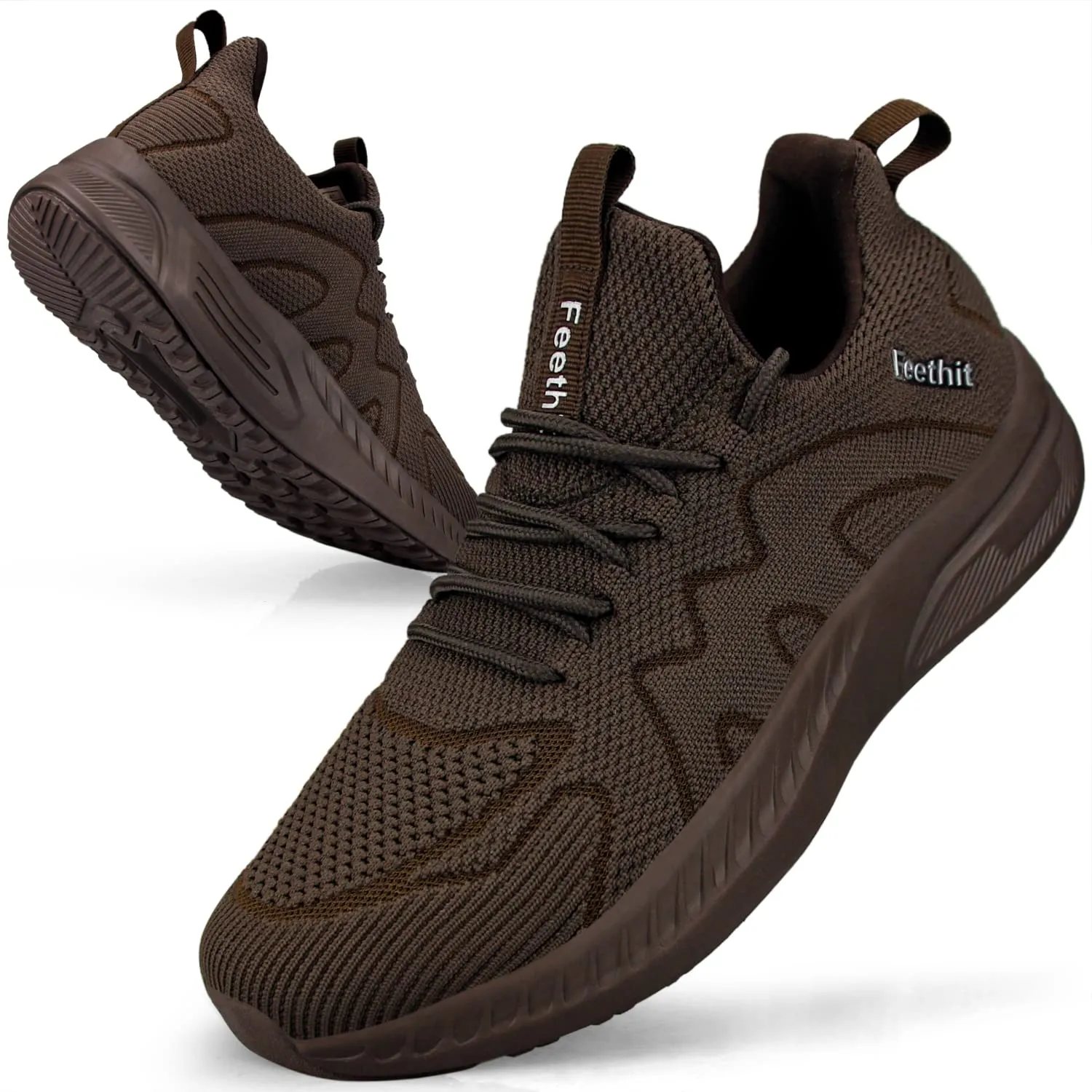 Feethit Scarpe Ginnastica Uomo Running Sportive Sneaker Palestra Marrone 41 - immagine 1