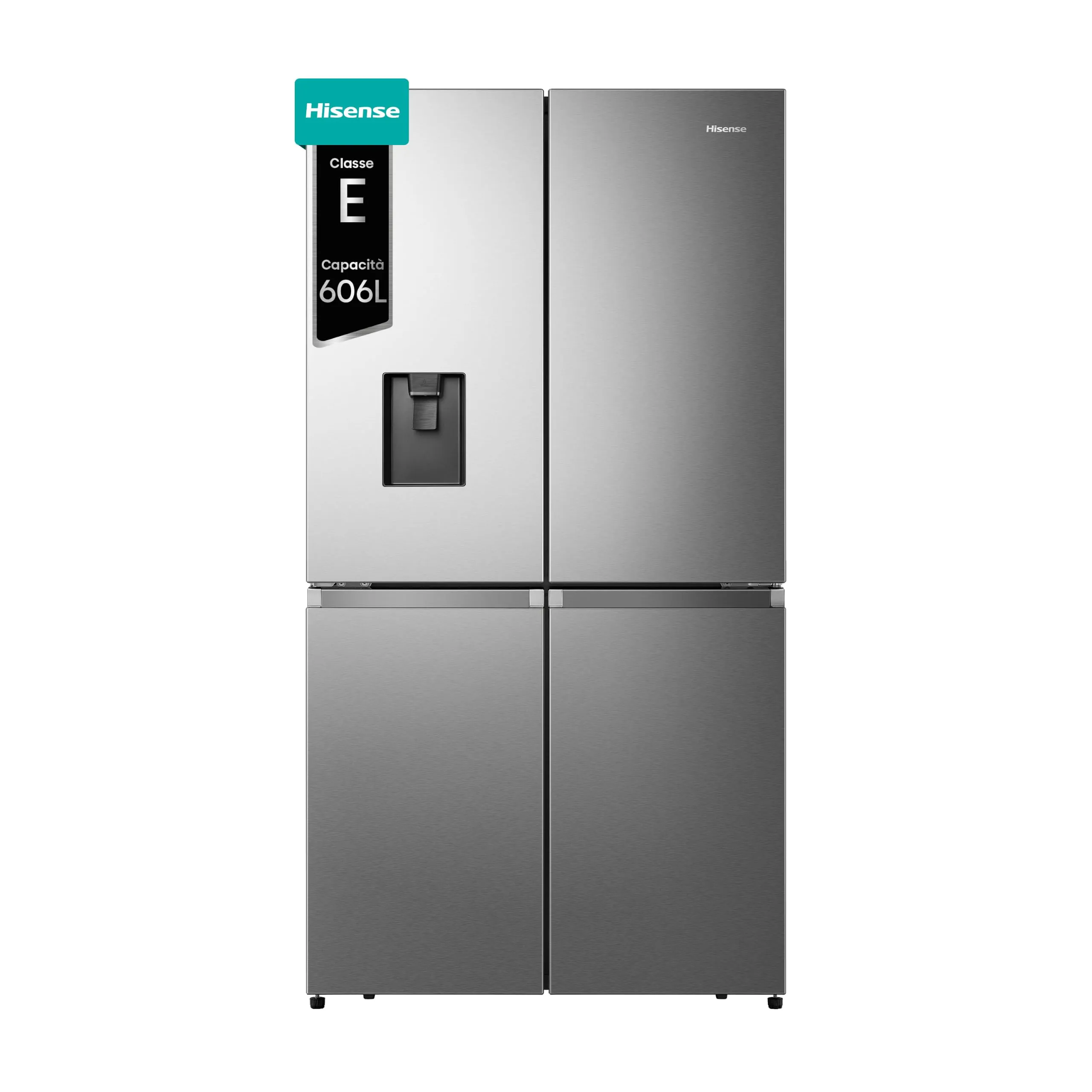 Hisense RQ758N4SWSE Frigorifero Quattro Porte Americano, 606 litri, Inox, Total No Frost, Classe E, Motore Inverter, Metal Cooling, Convert Zone, WiFi - immagine 1