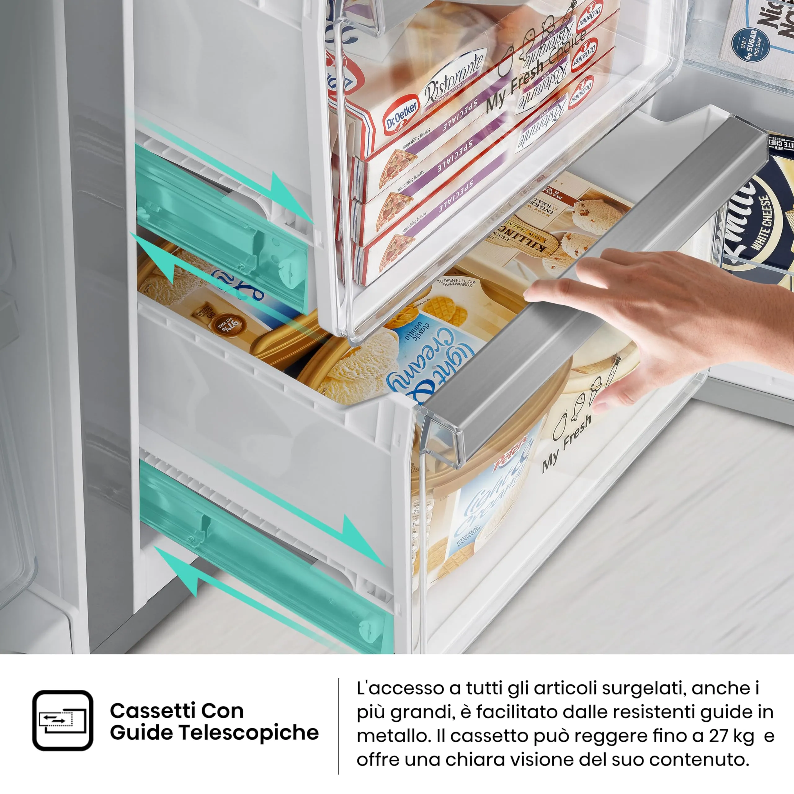 Hisense RQ758N4SWSE Frigorifero Quattro Porte Americano, 606 litri, Inox, Total No Frost, Classe E, Motore Inverter, Metal Cooling, Convert Zone, WiFi - immagine 5