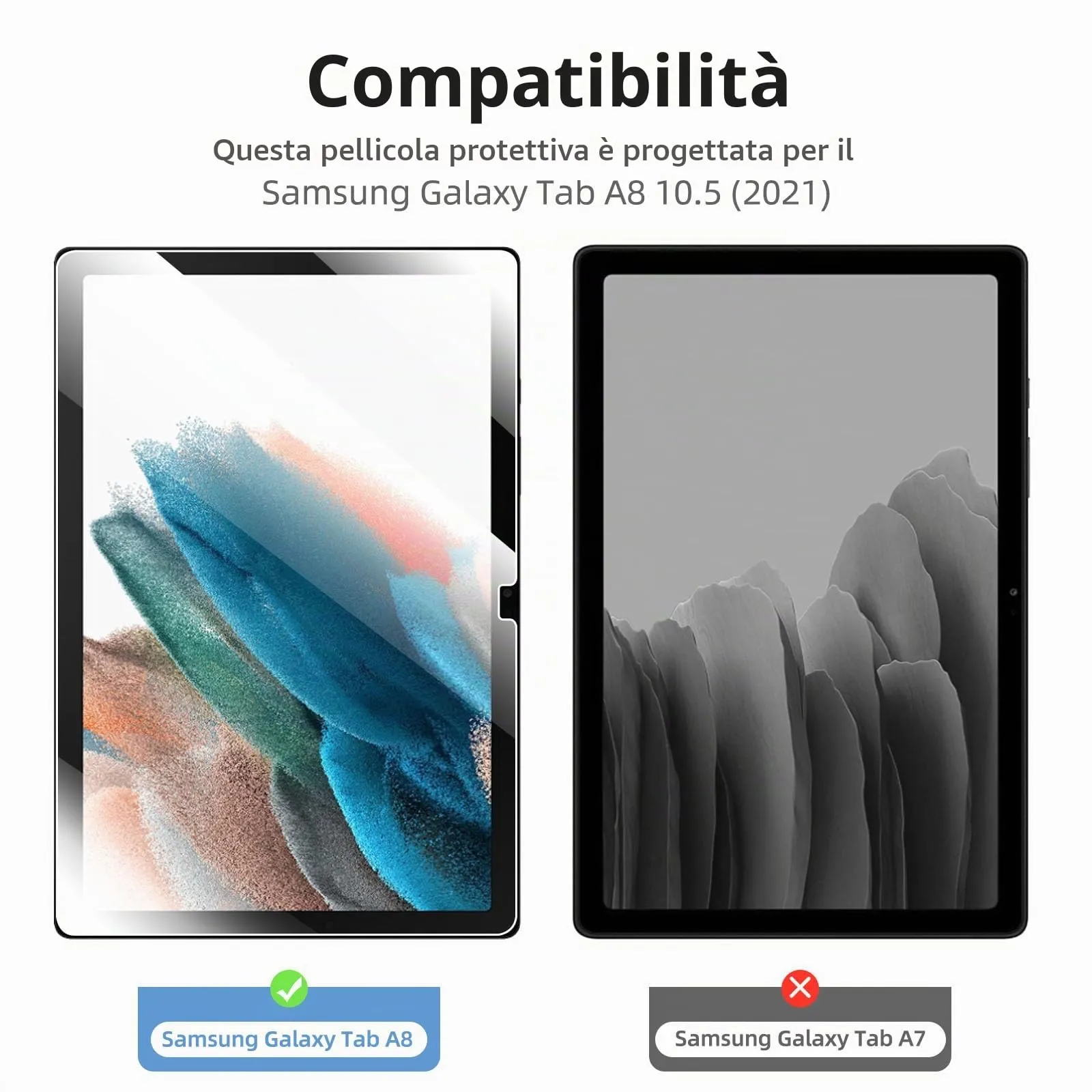 NEW'C Pellicola in Vetro Temperato per Samsung Galaxy Tab A8 10,5" (2021) - immagine 2
