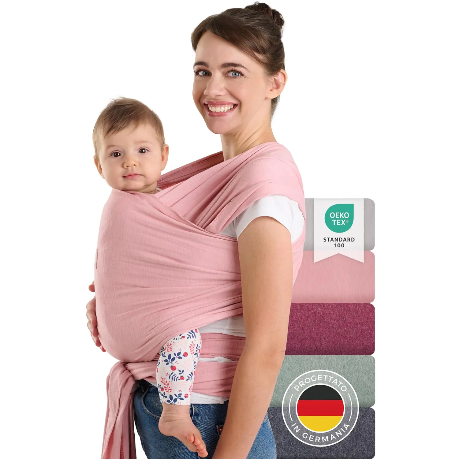 Laleni Fascia Porta Bebe in Cotone, Certificata OEKO-TEX, 5,10m, Rossa - immagine 1