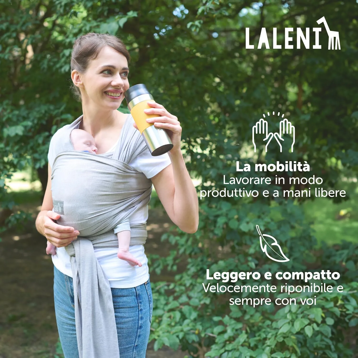 Laleni Fascia Porta Bebe in Cotone, Certificata OEKO-TEX, 5,10m, Rossa - immagine 6