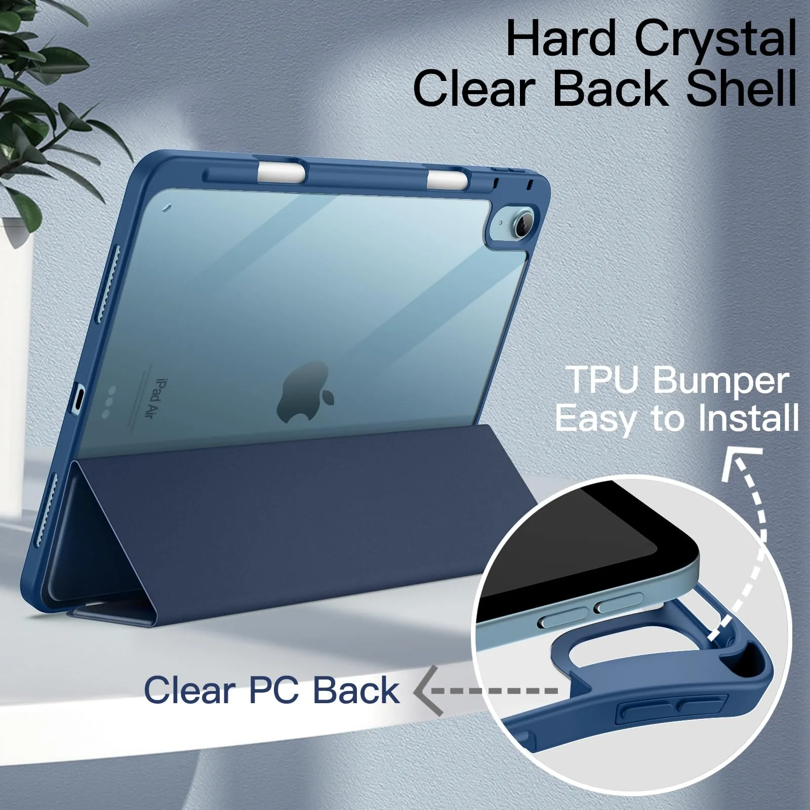 JETech Custodia per iPad Air 11" (M4/M3/M2) & Air 5/4 (10.9"), Navy - immagine 3
