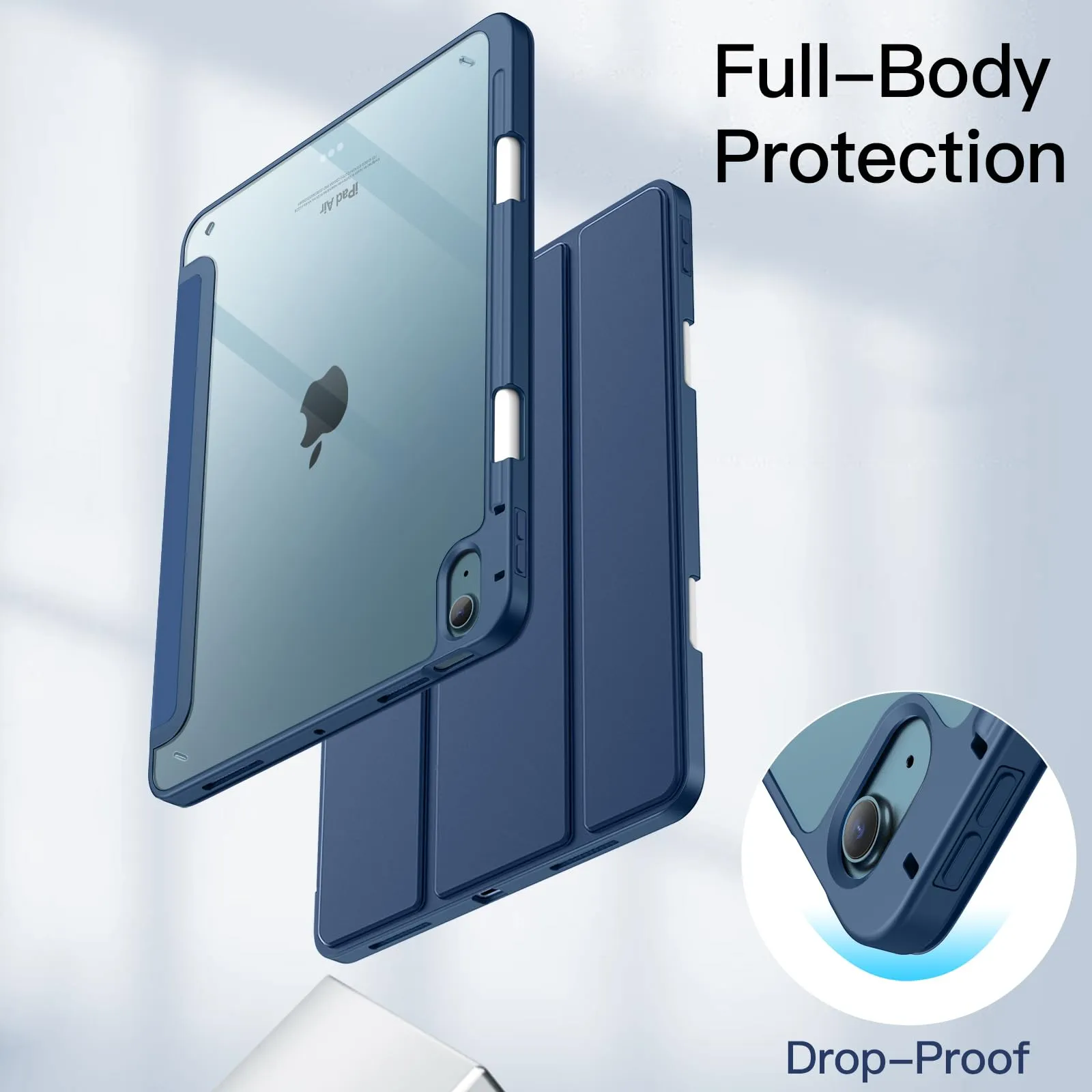 JETech Custodia per iPad Air 11" (M4/M3/M2) & Air 5/4 (10.9"), Navy - immagine 4