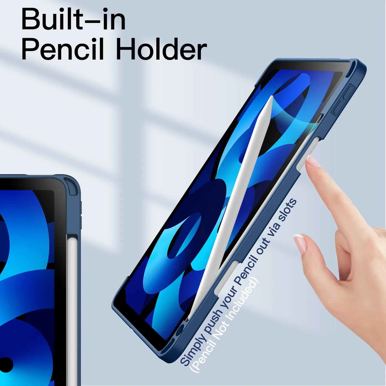 JETech Custodia per iPad Air 11" (M4/M3/M2) & Air 5/4 (10.9"), Navy - immagine 5