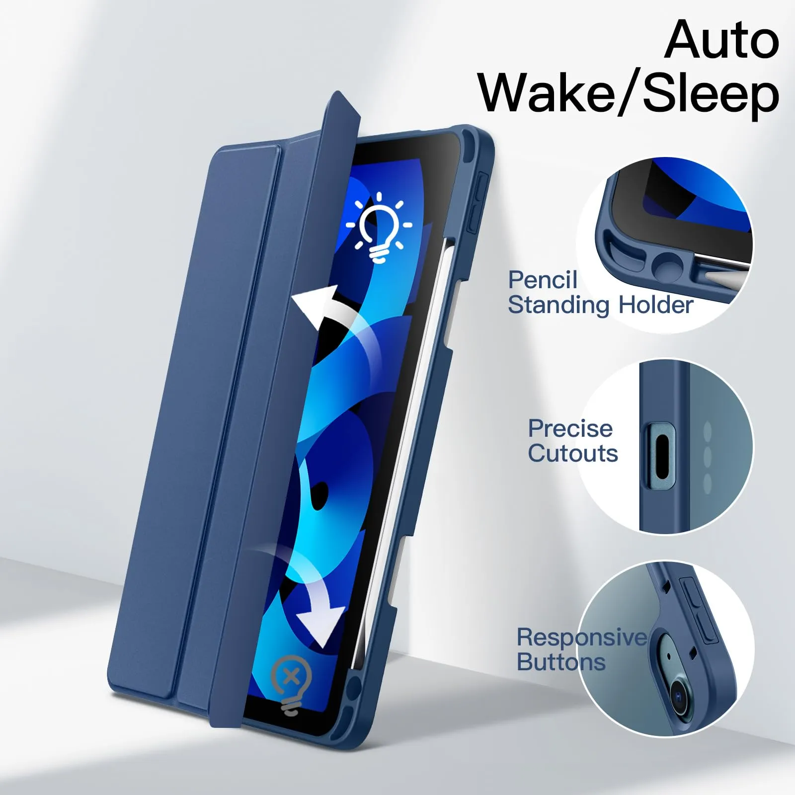 JETech Custodia per iPad Air 11" (M4/M3/M2) & Air 5/4 (10.9"), Navy - immagine 6