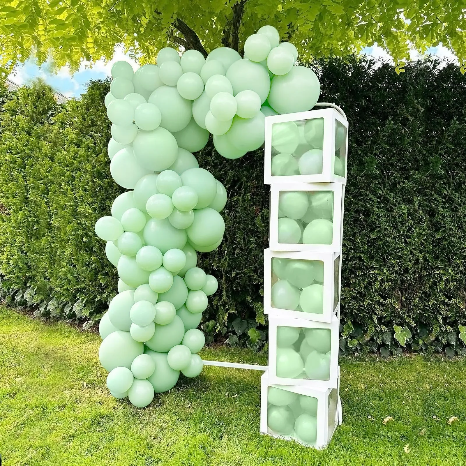 Ousuga Kit Arco di Palloncini Verde Pastello, 106 pezzi (5, 10, 12, 18 pollici) con Nastro e Accessori per Decorazioni Festa - immagine 4
