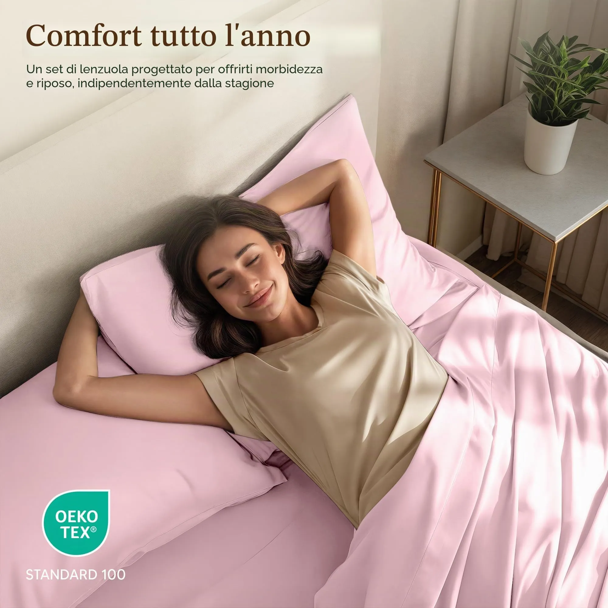 Utopia Bedding Set di lenzuola in microfibra per letto matrimoniale, 4 pezzi, Rosa - immagine 5