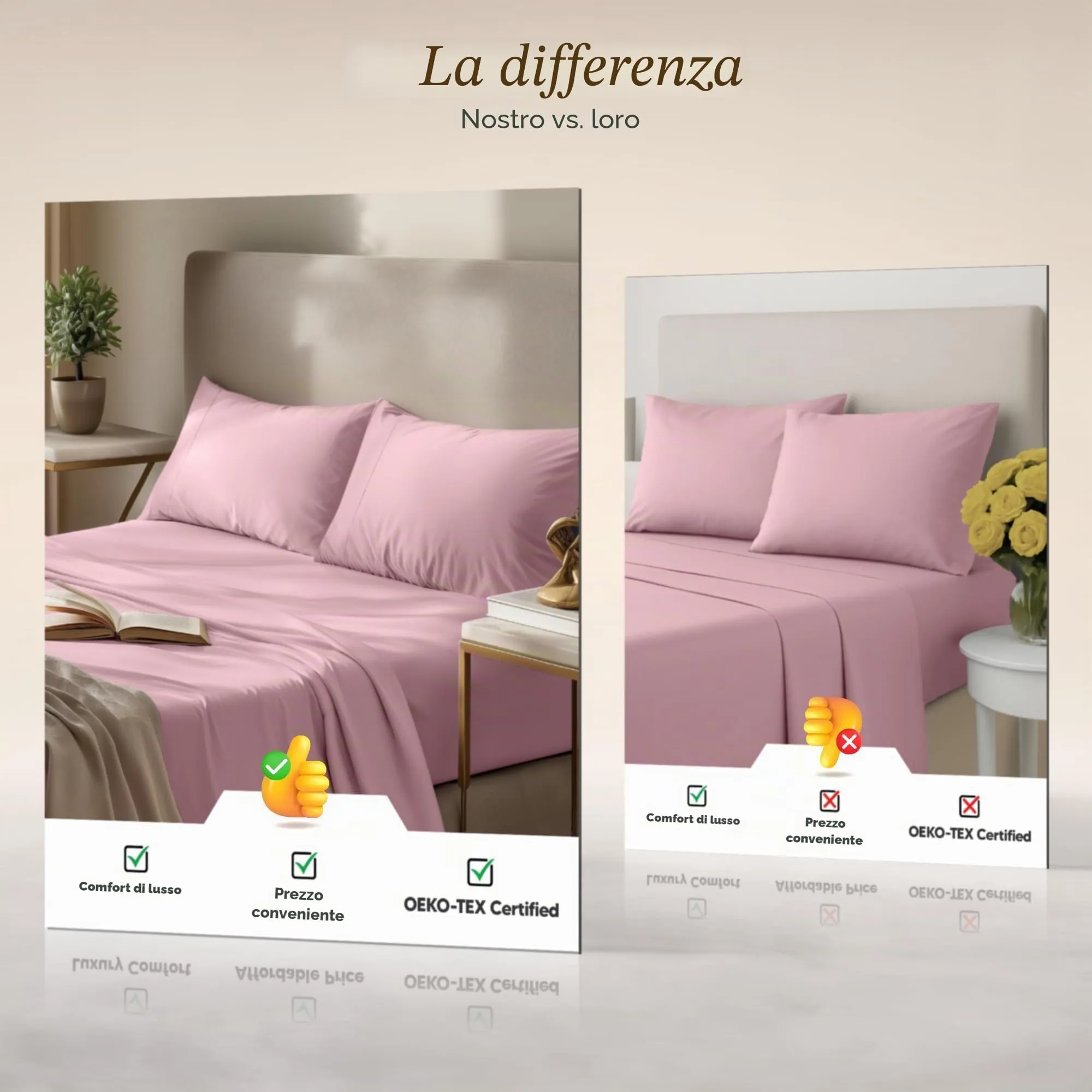 Utopia Bedding Set di lenzuola in microfibra per letto matrimoniale, 4 pezzi, Rosa - immagine 6