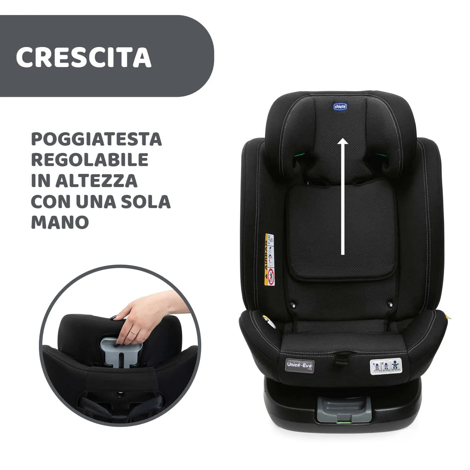 Chicco Unico Evo I-Size Seggiolino Auto 0-36 Kg ECE R129/03 Isofix Girevole 360° Gruppo 0+/1/2/3 da 0 a 12 Anni - immagine 12