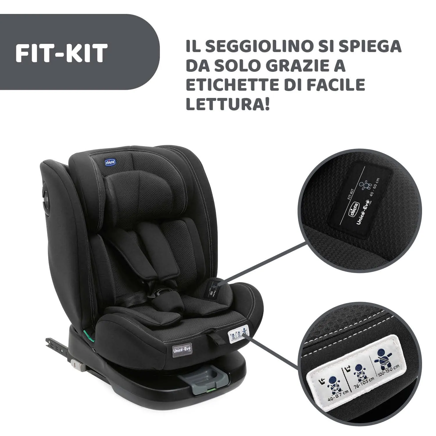 Chicco Unico Evo I-Size Seggiolino Auto 0-36 Kg ECE R129/03 Isofix Girevole 360° Gruppo 0+/1/2/3 da 0 a 12 Anni - immagine 13