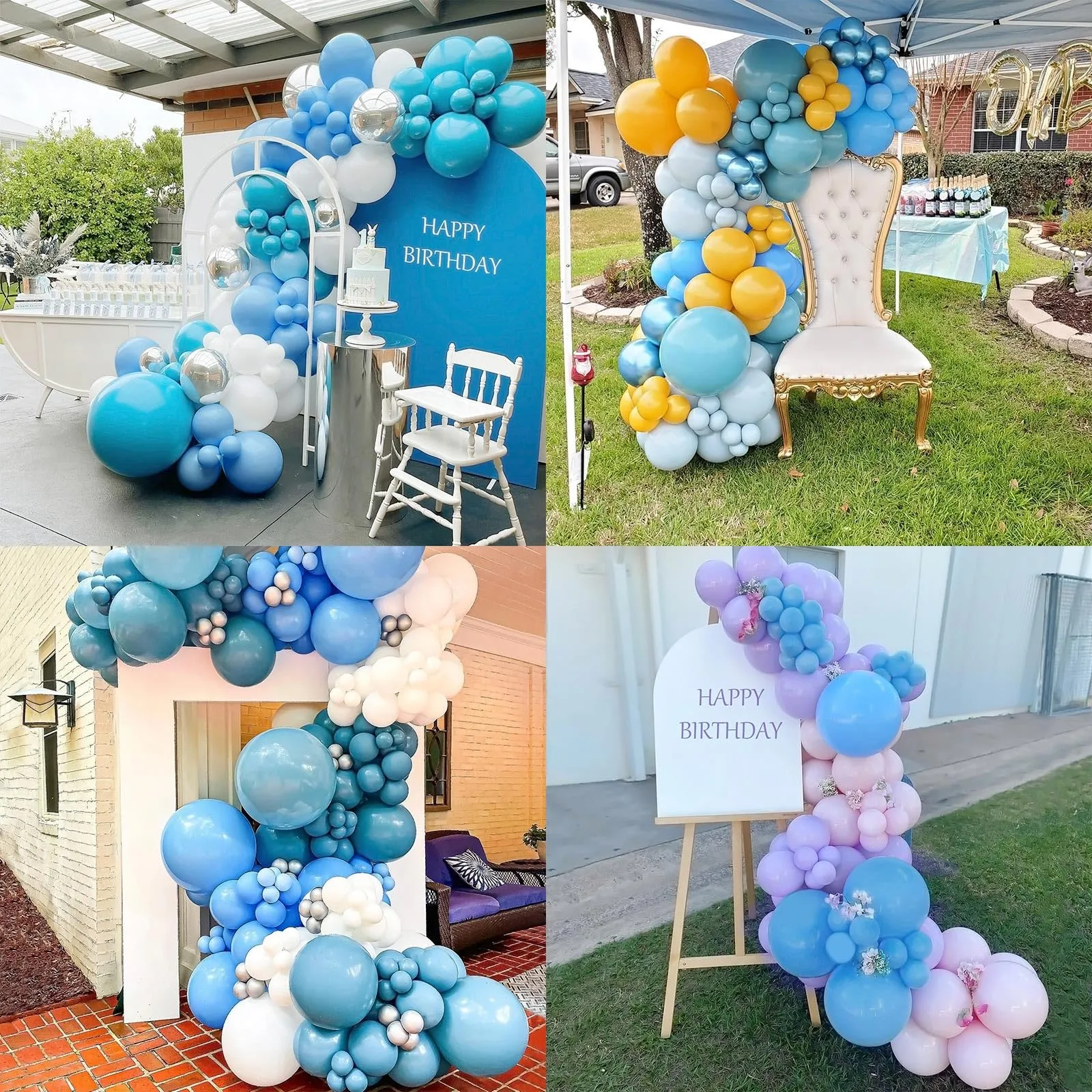 Ousuga Kit Arco di Palloncini Azzurri Cielo Opachi, 106 pezzi (5, 10, 12, 18 pollici) con Nastro e Accessori - immagine 6