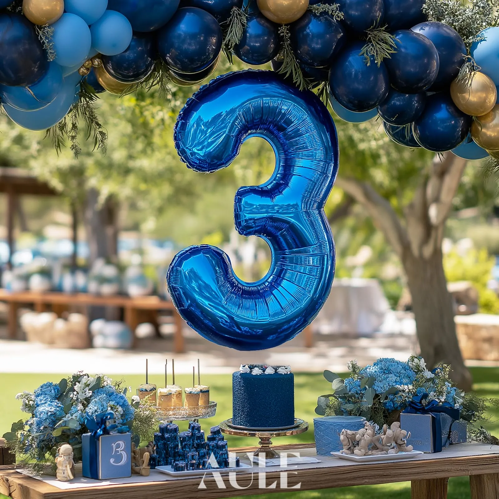 AULE Palloncino Numero 3 Blu, 101 cm - immagine 2