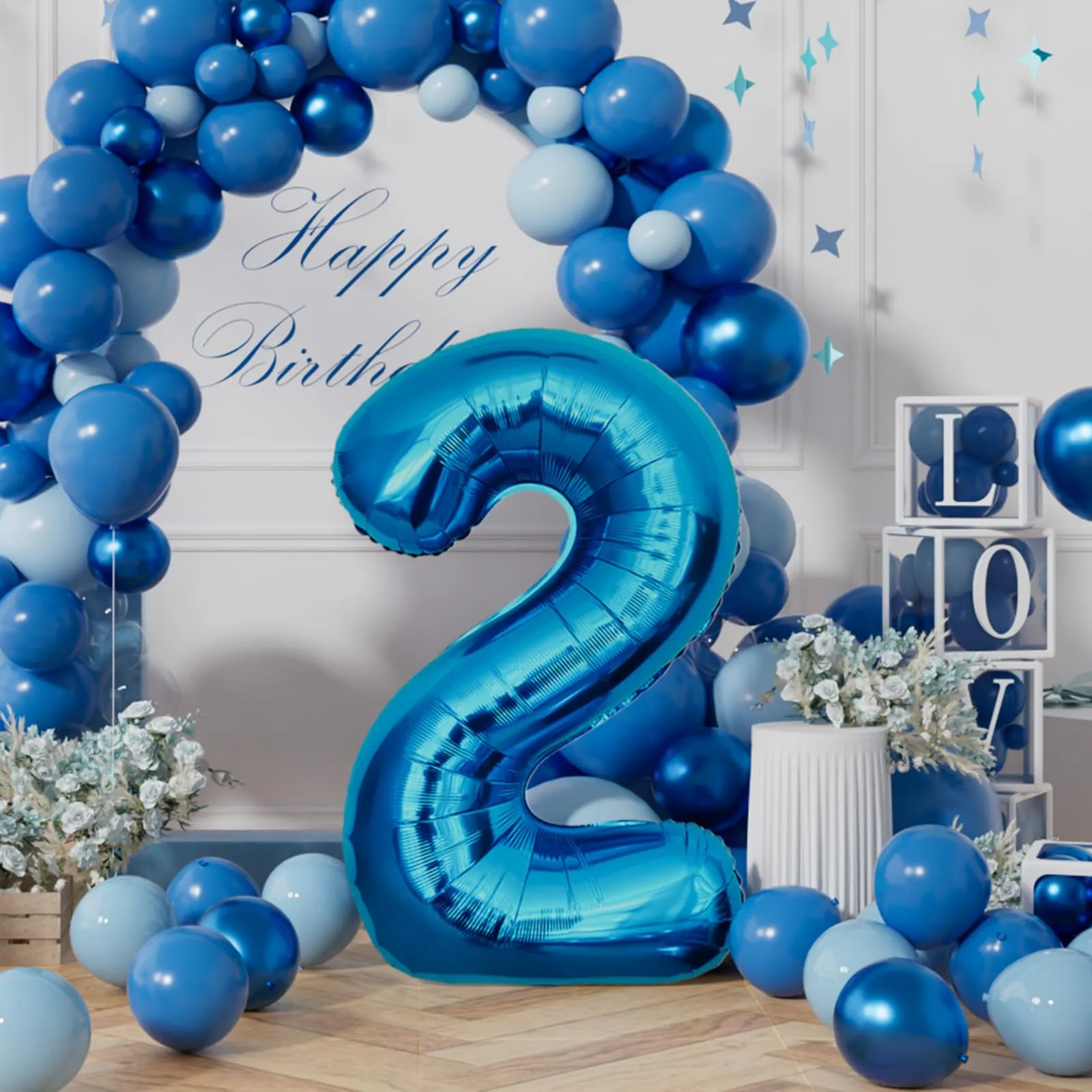 AULE Palloncino Numero 2 Blu, 101 cm - immagine 3