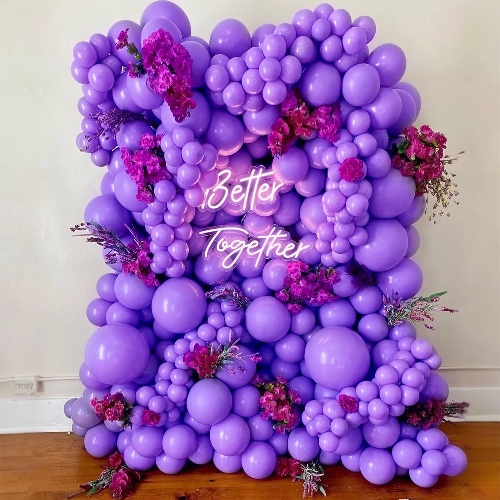 Ousuga Kit Arco di Palloncini Viola Opachi, 106 pezzi (5, 10, 12, 18 pollici) con Nastro e Accessori - immagine 4