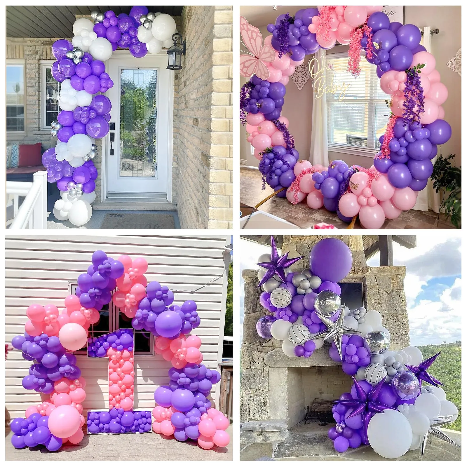 Ousuga Kit Arco di Palloncini Viola Opachi, 106 pezzi (5, 10, 12, 18 pollici) con Nastro e Accessori - immagine 6