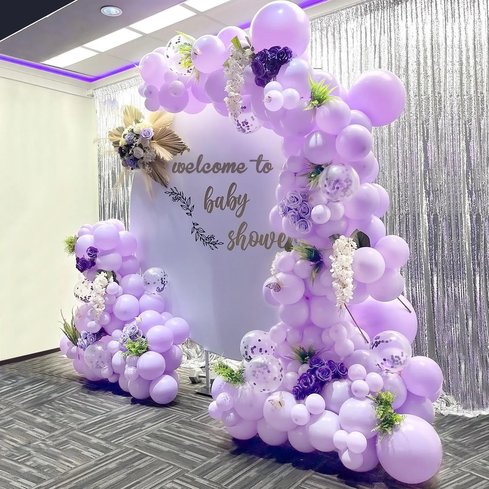 Ousuga Kit Arco di Palloncini Viola Pastello, 106 pezzi (5, 10, 12, 18 pollici), Macaron Lilla Lavanda con Nastro per Compleanni, Matrimoni, Battesimi e Baby Shower - immagine 4