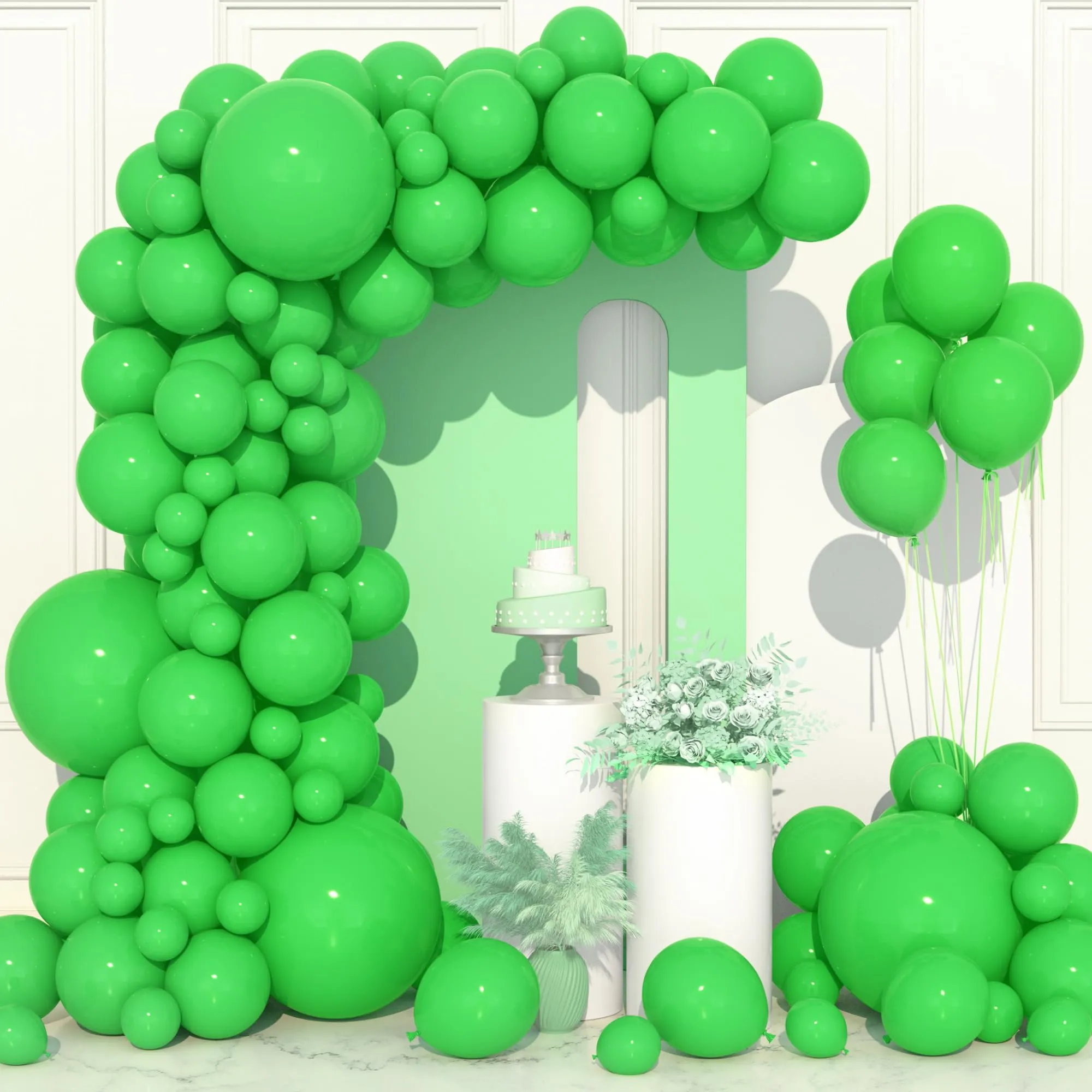 Ousuga Kit Arco di Palloncini Verde Opaco, 106 Pezzi (5, 10, 12, 18 pollici) con Nastro e Accessori - immagine 1