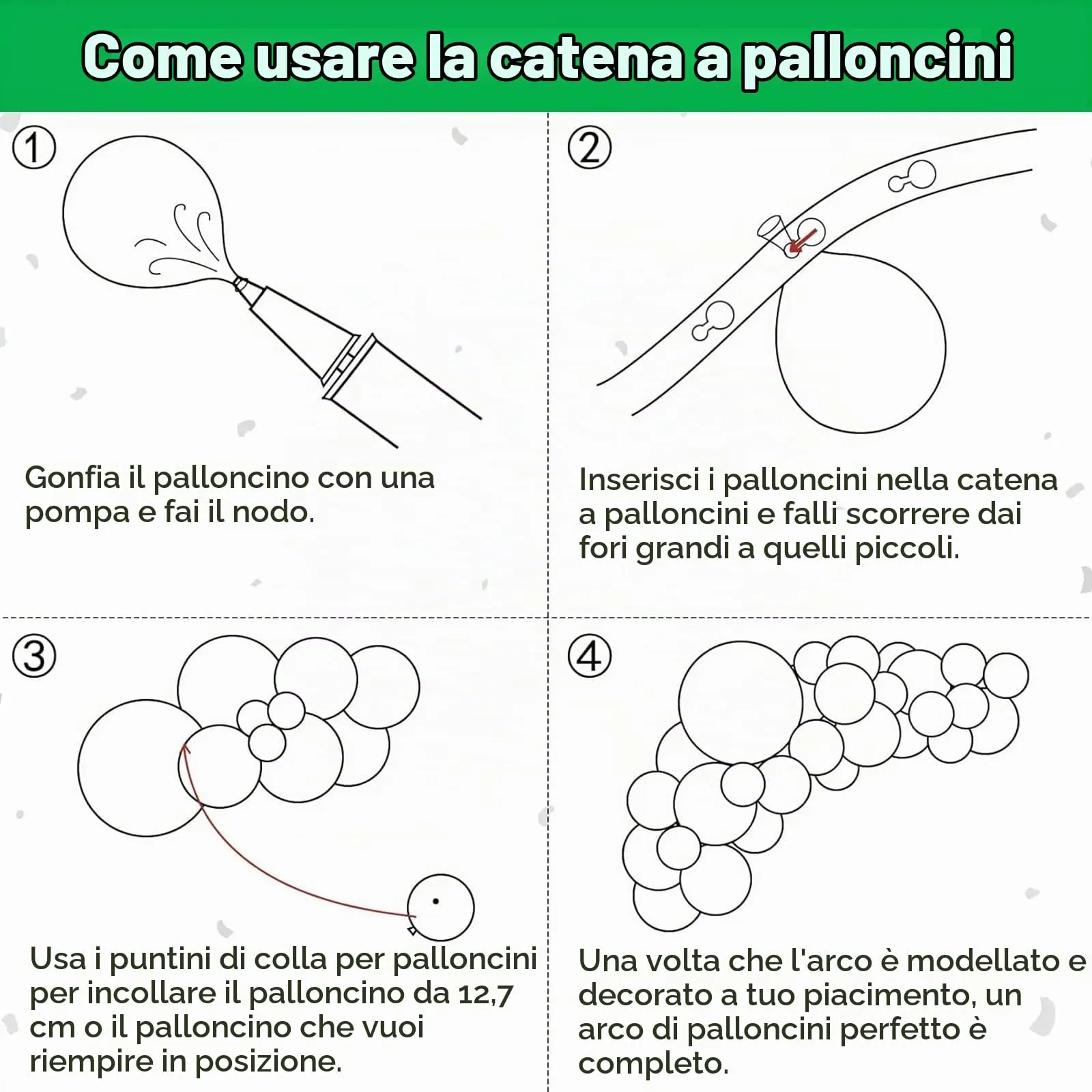 Ousuga Kit Arco di Palloncini Verde Opaco, 106 Pezzi (5, 10, 12, 18 pollici) con Nastro e Accessori - immagine 7
