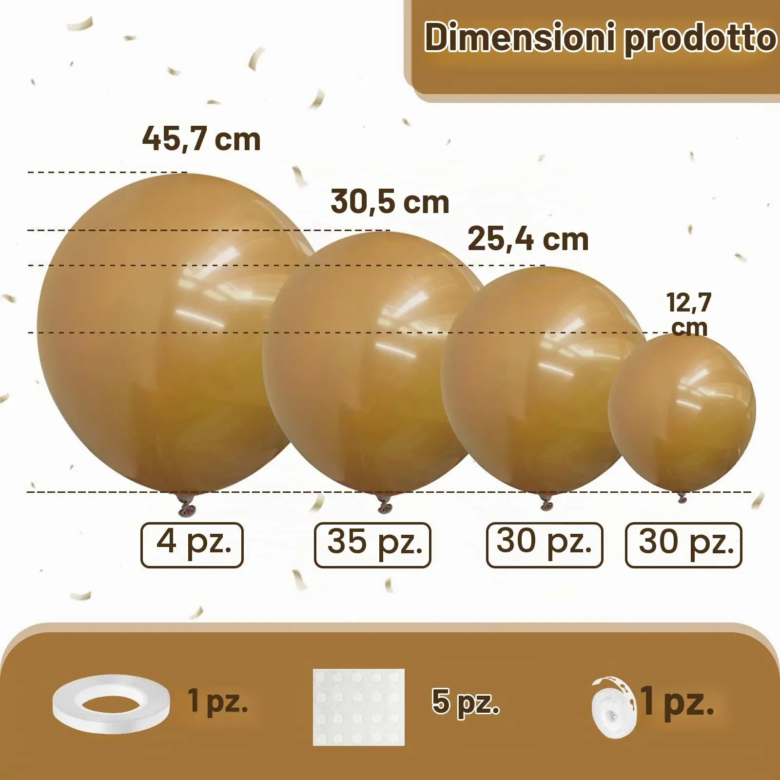 Ousuga Kit Arco di Palloncini Marrone, 106 Pezzi (5, 10, 12, 18 pollici) con Nastro per Compleanno, Matrimonio e Baby Shower - immagine 2