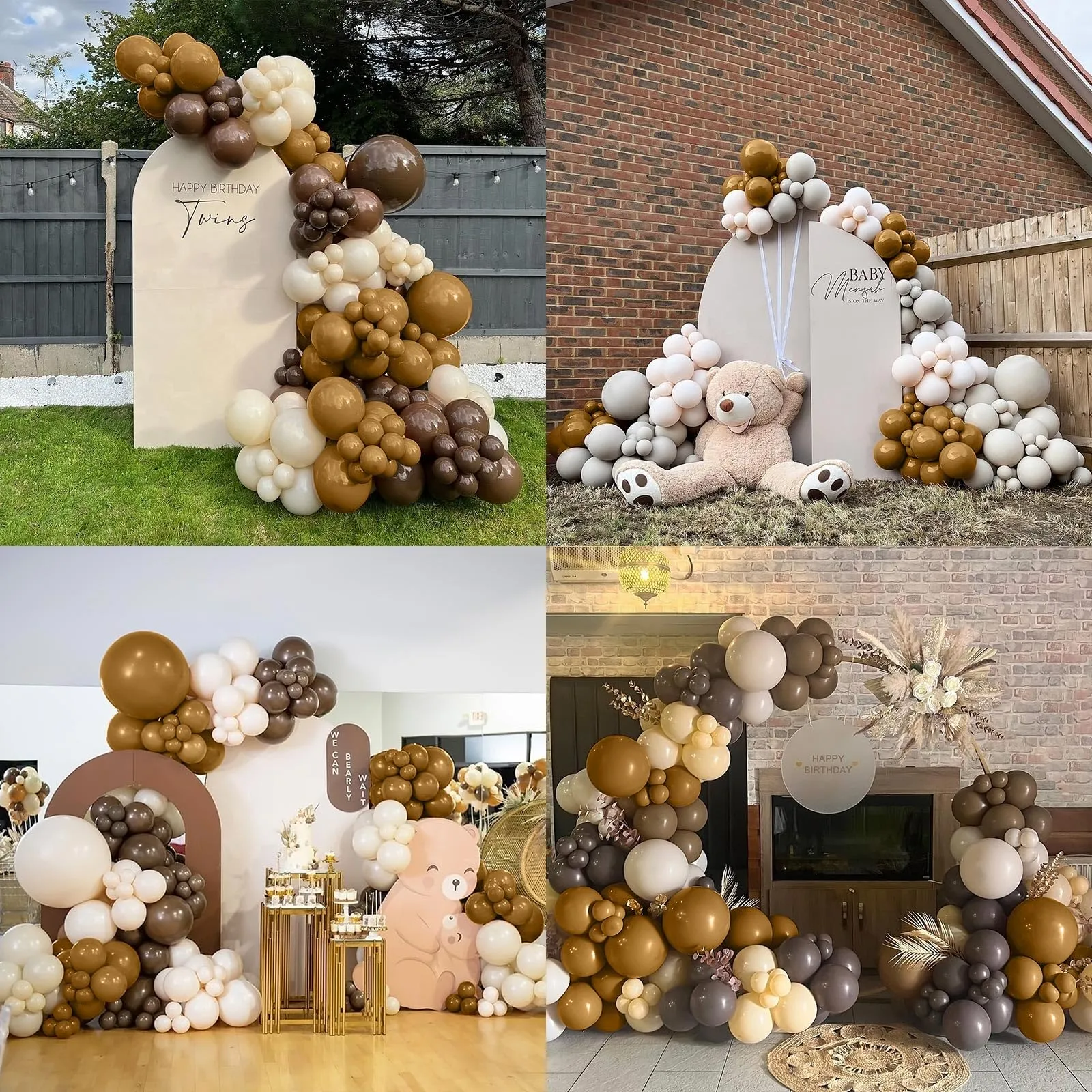 Ousuga Kit Arco di Palloncini Marrone, 106 Pezzi (5, 10, 12, 18 pollici) con Nastro per Compleanno, Matrimonio e Baby Shower - immagine 6