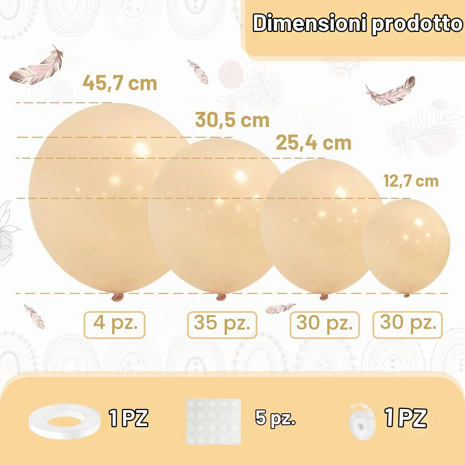 Ousuga Kit Arco di Palloncini Albicocca, 106 pezzi (5, 10, 12, 18 pollici) con Nastro e Accessori - immagine 2