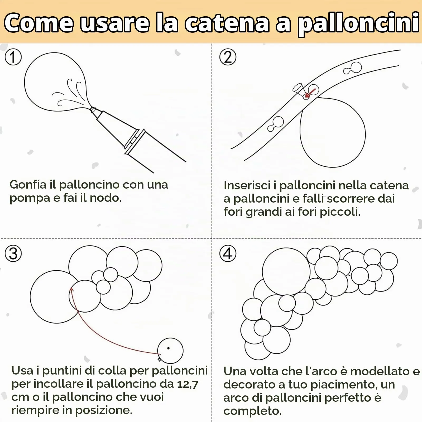 Ousuga Kit Arco di Palloncini Albicocca, 106 pezzi (5, 10, 12, 18 pollici) con Nastro e Accessori - immagine 7