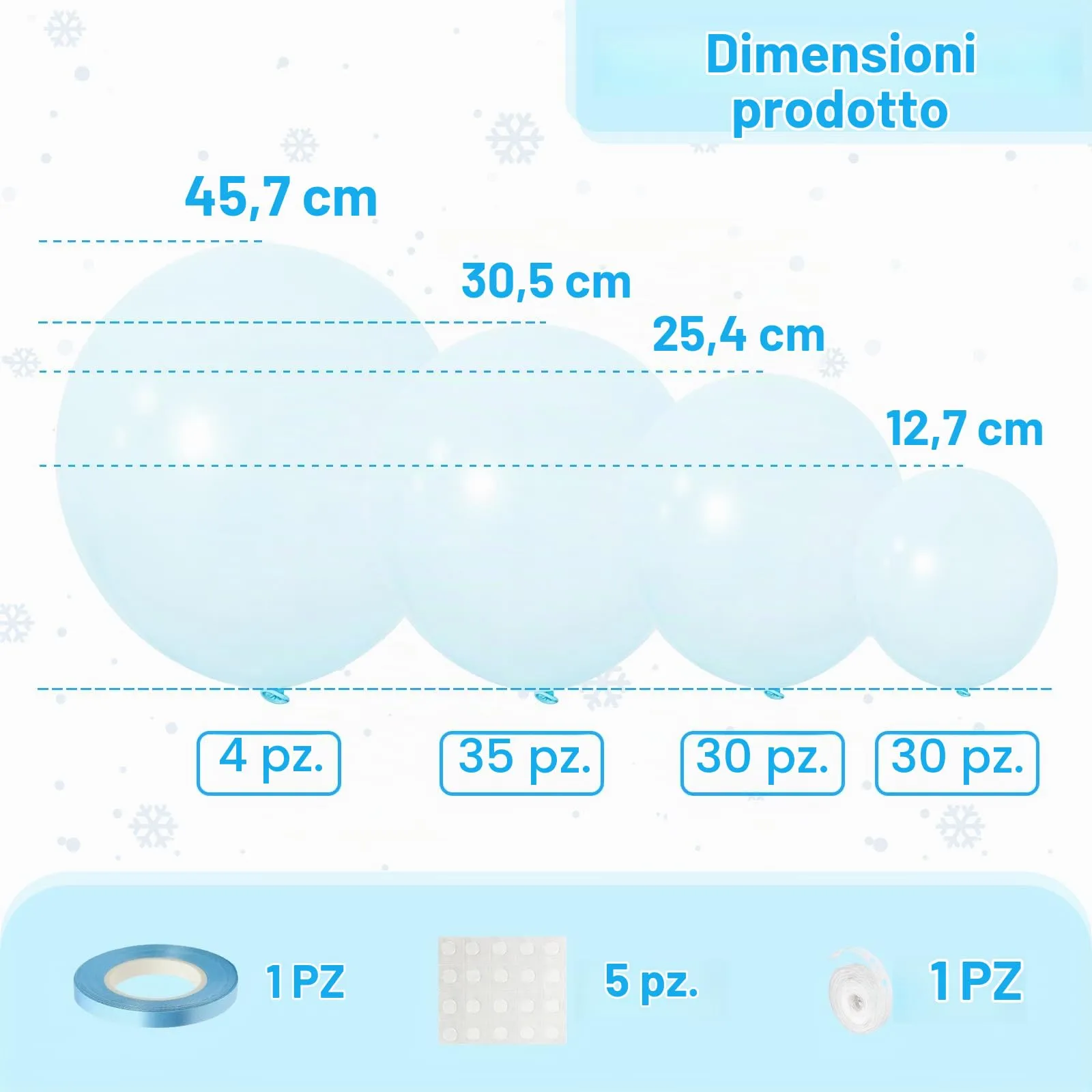 Ousuga Kit Arco di Palloncini Blu Pastello, 106 pezzi (5, 10, 12, 18 pollici) con Nastro e Accessori - immagine 2