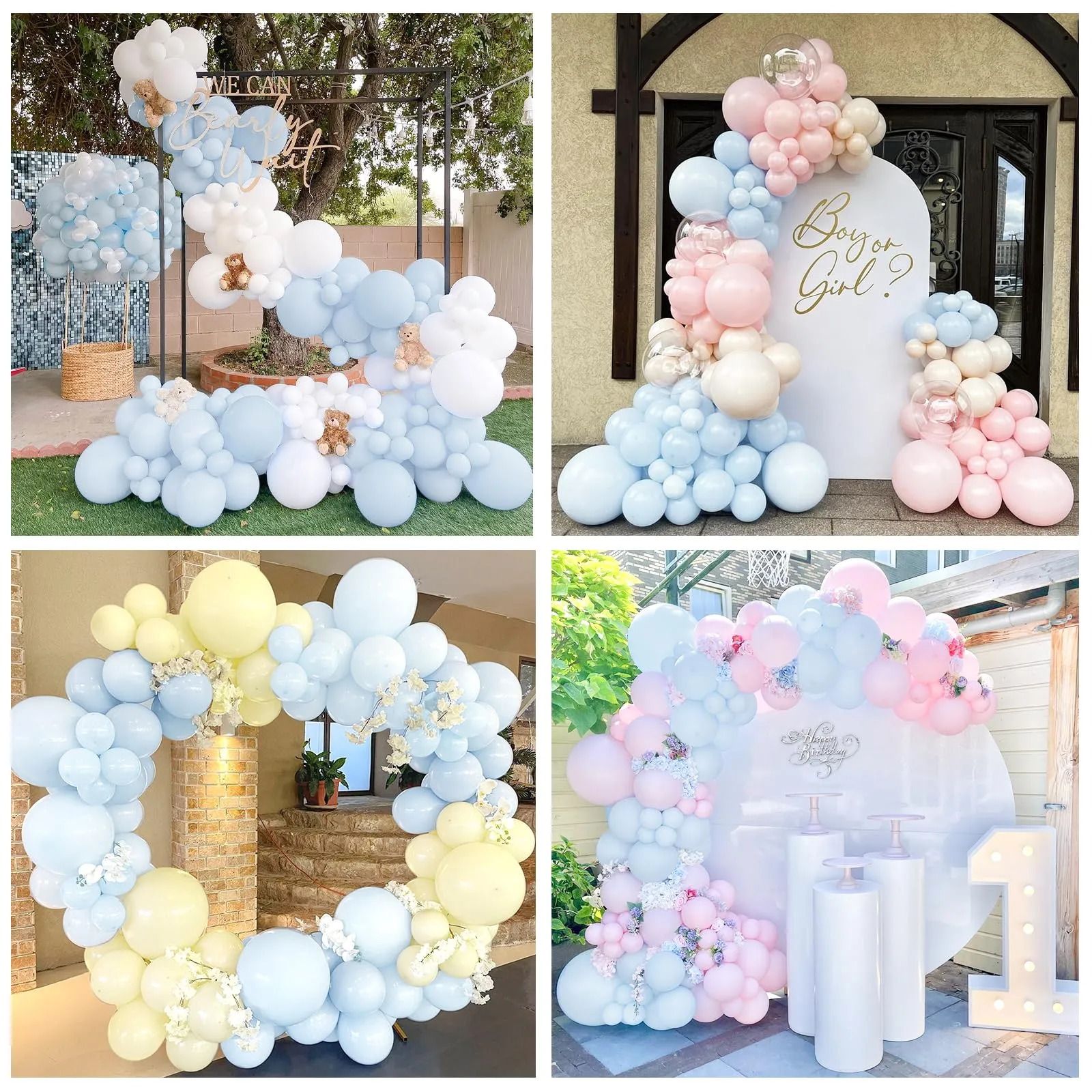 Ousuga Kit Arco di Palloncini Blu Pastello, 106 pezzi (5, 10, 12, 18 pollici) con Nastro e Accessori - immagine 6