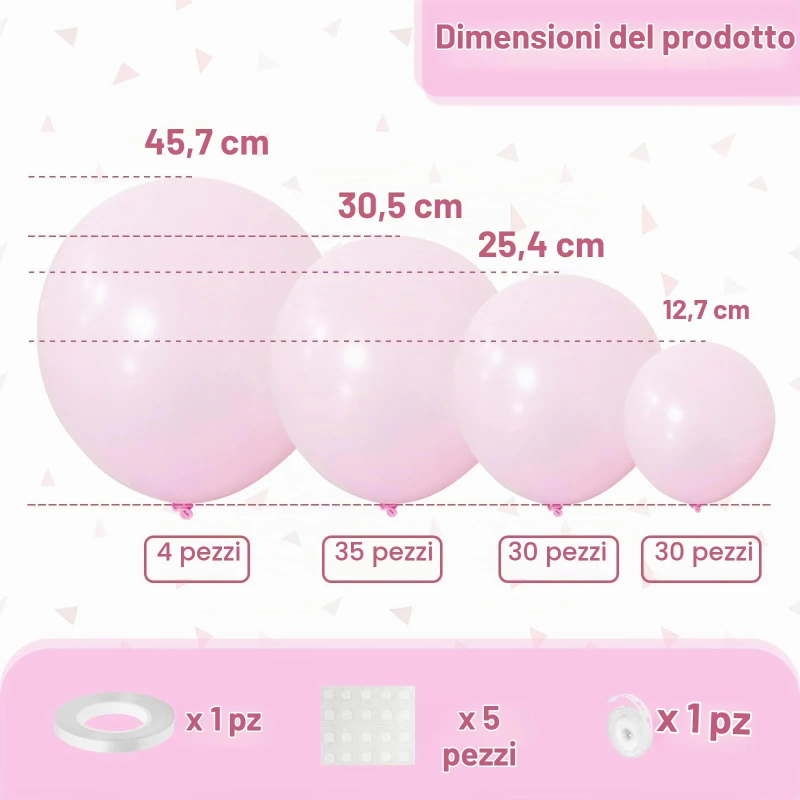 Ousuga Kit Arco di Palloncini Rosa Pastello, 106 Pezzi (5, 10, 12, 18 pollici) con Nastro - immagine 2