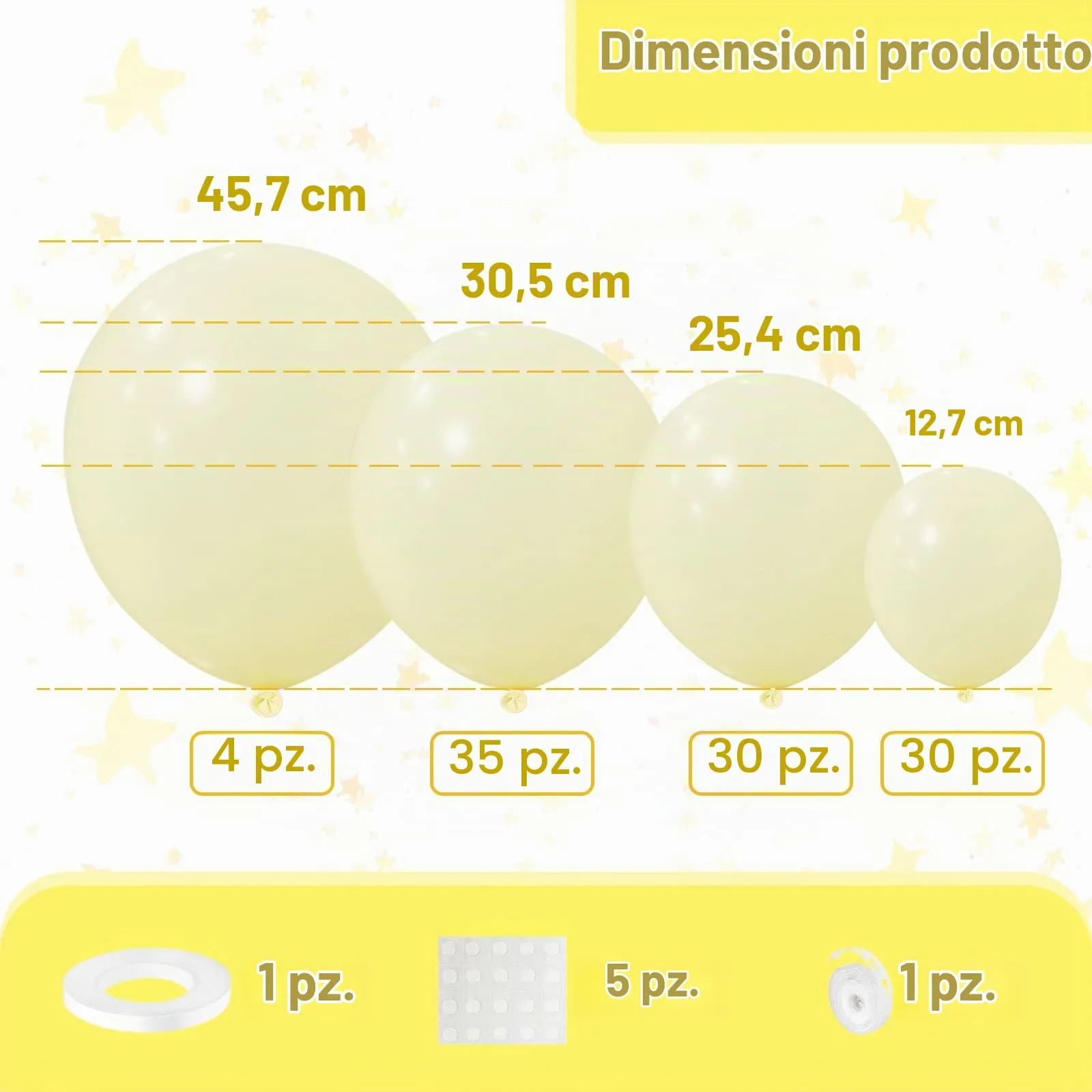 Ousuga Kit Arco di Palloncini Giallo Pastello, 106 Pezzi (5, 10, 12, 18 Pollici) con Nastro - immagine 2