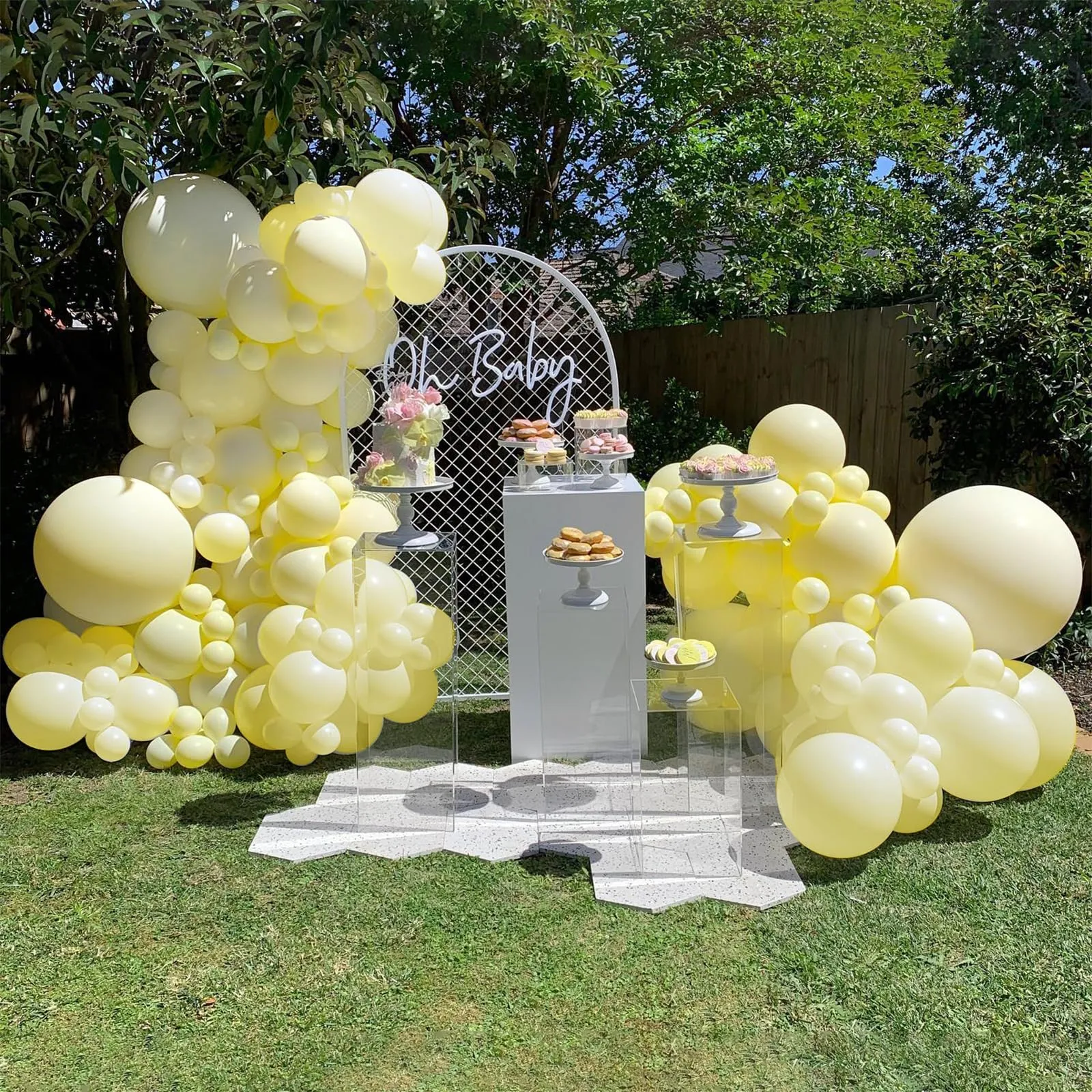 Ousuga Kit Arco di Palloncini Giallo Pastello, 106 Pezzi (5, 10, 12, 18 Pollici) con Nastro - immagine 4