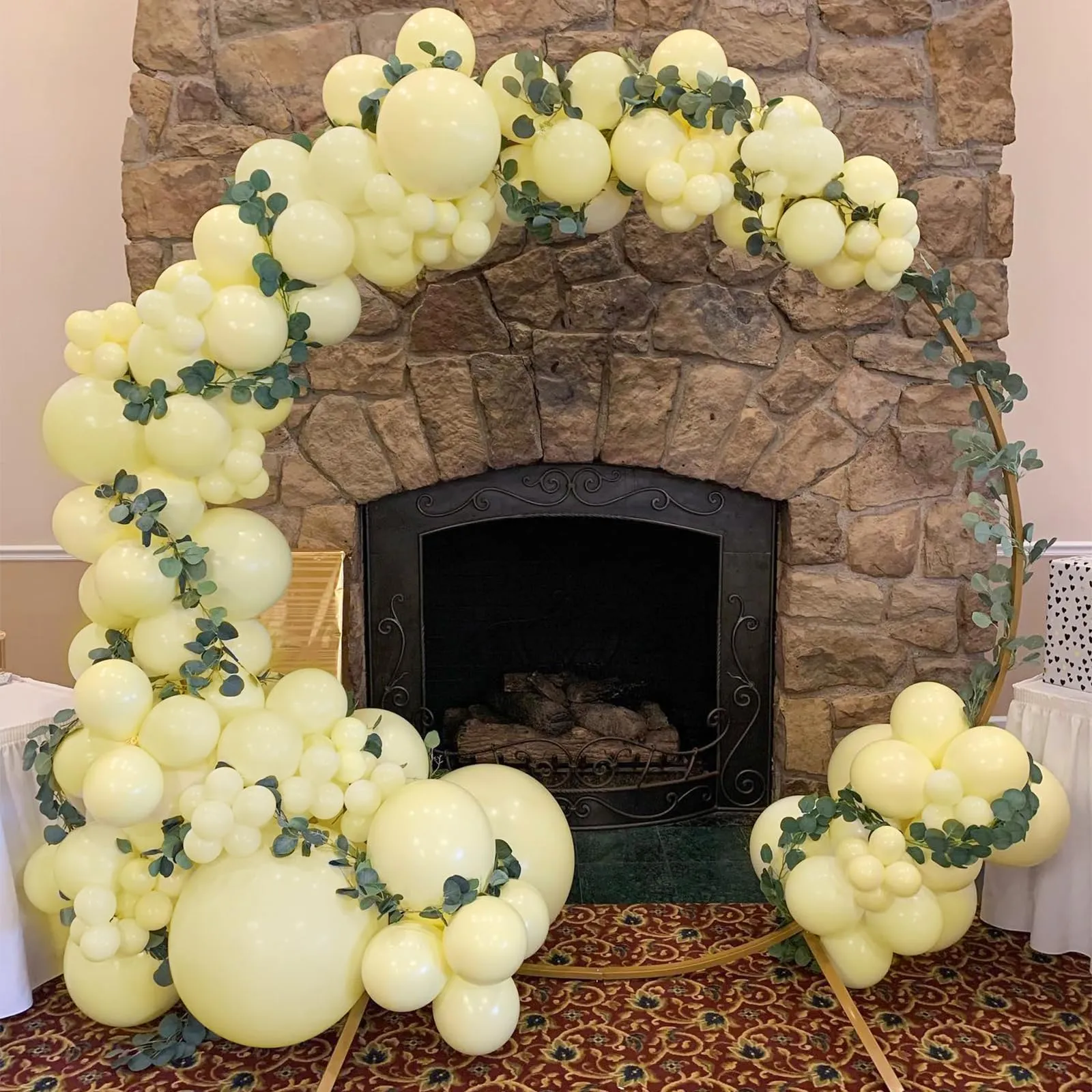 Ousuga Kit Arco di Palloncini Giallo Pastello, 106 Pezzi (5, 10, 12, 18 Pollici) con Nastro - immagine 5