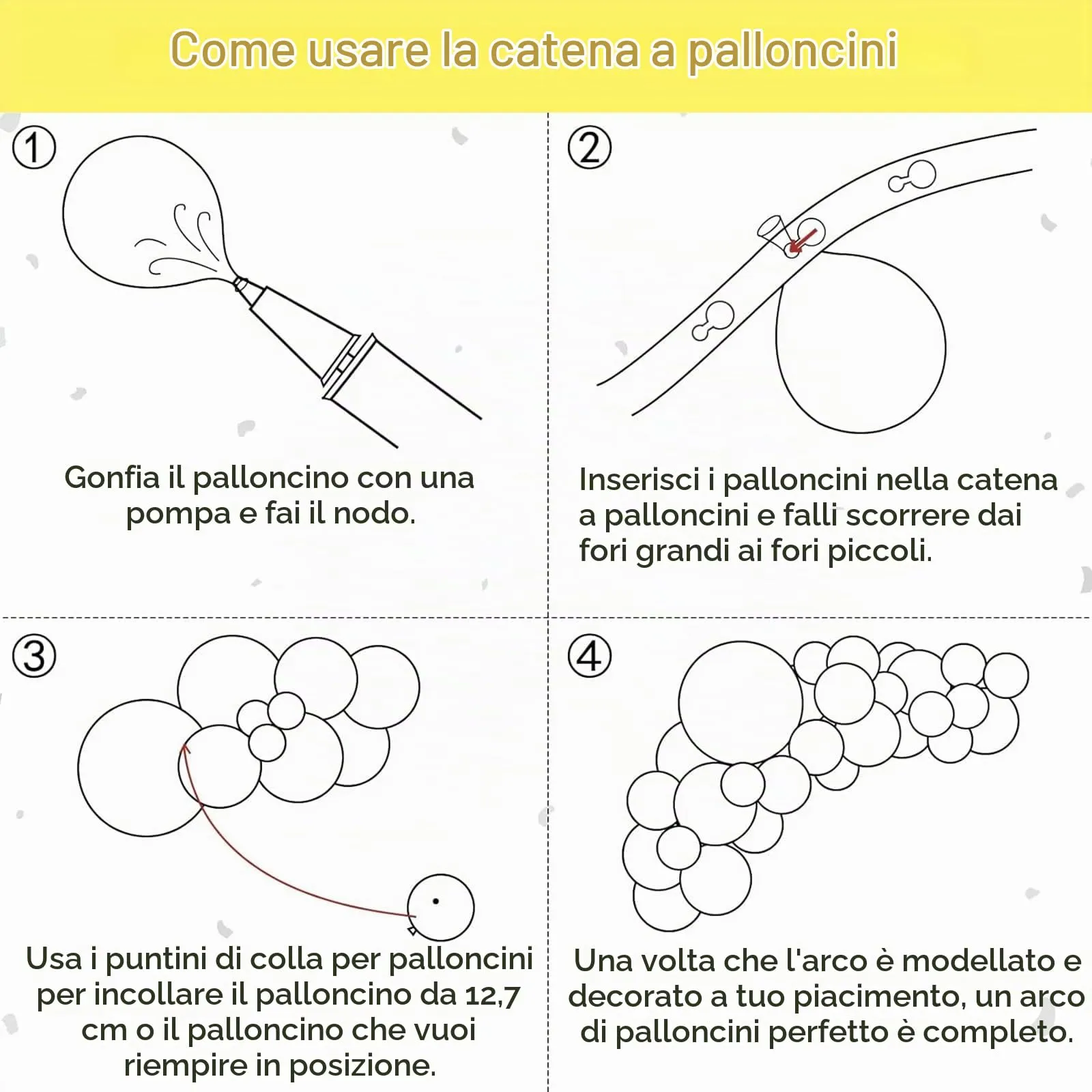 Ousuga Kit Arco di Palloncini Giallo Pastello, 106 Pezzi (5, 10, 12, 18 Pollici) con Nastro - immagine 7