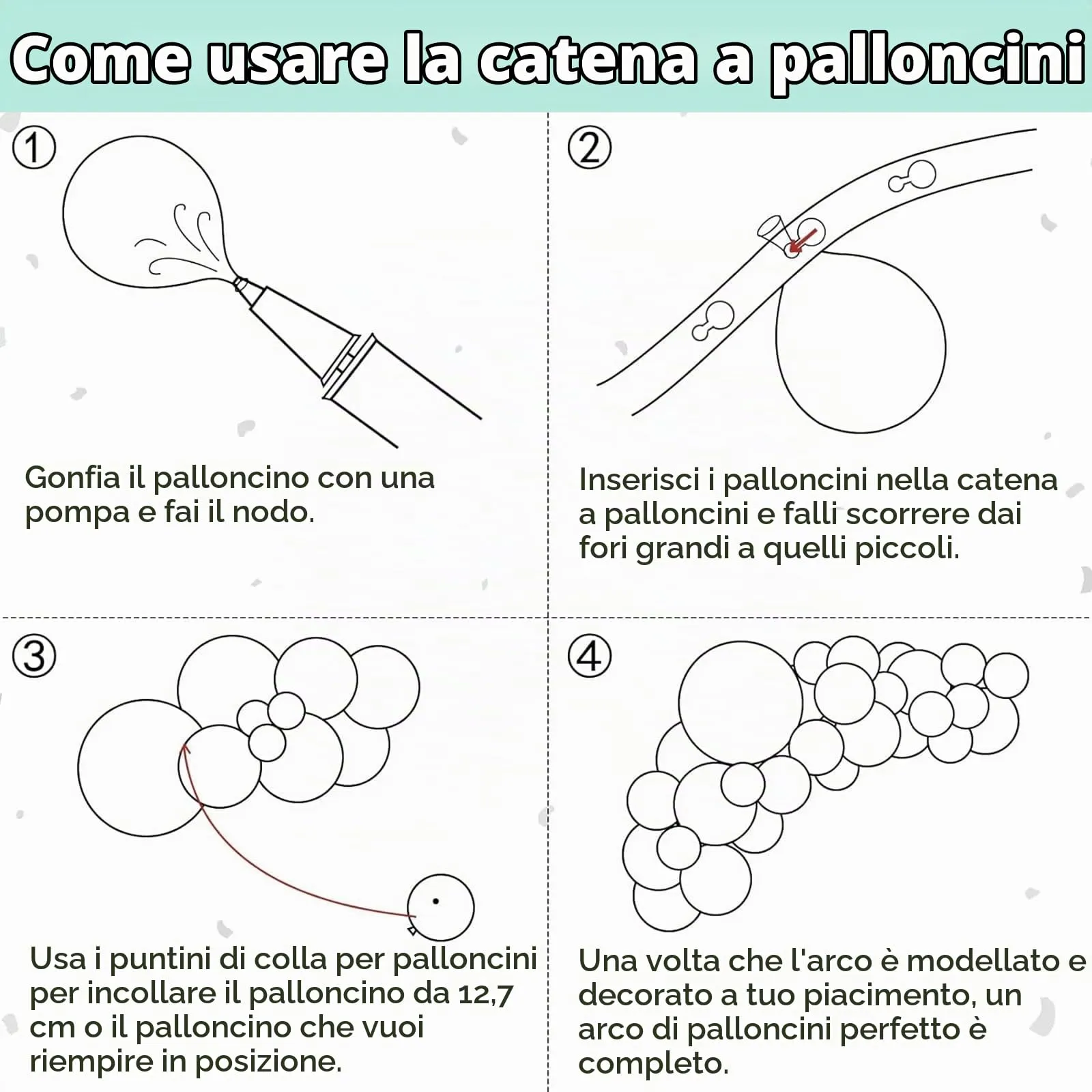 Ousuga Kit Arco di Palloncini Blu Teal Pastello, 106 pezzi (5, 10, 12, 18 pollici) con Nastro e Accessori - immagine 7