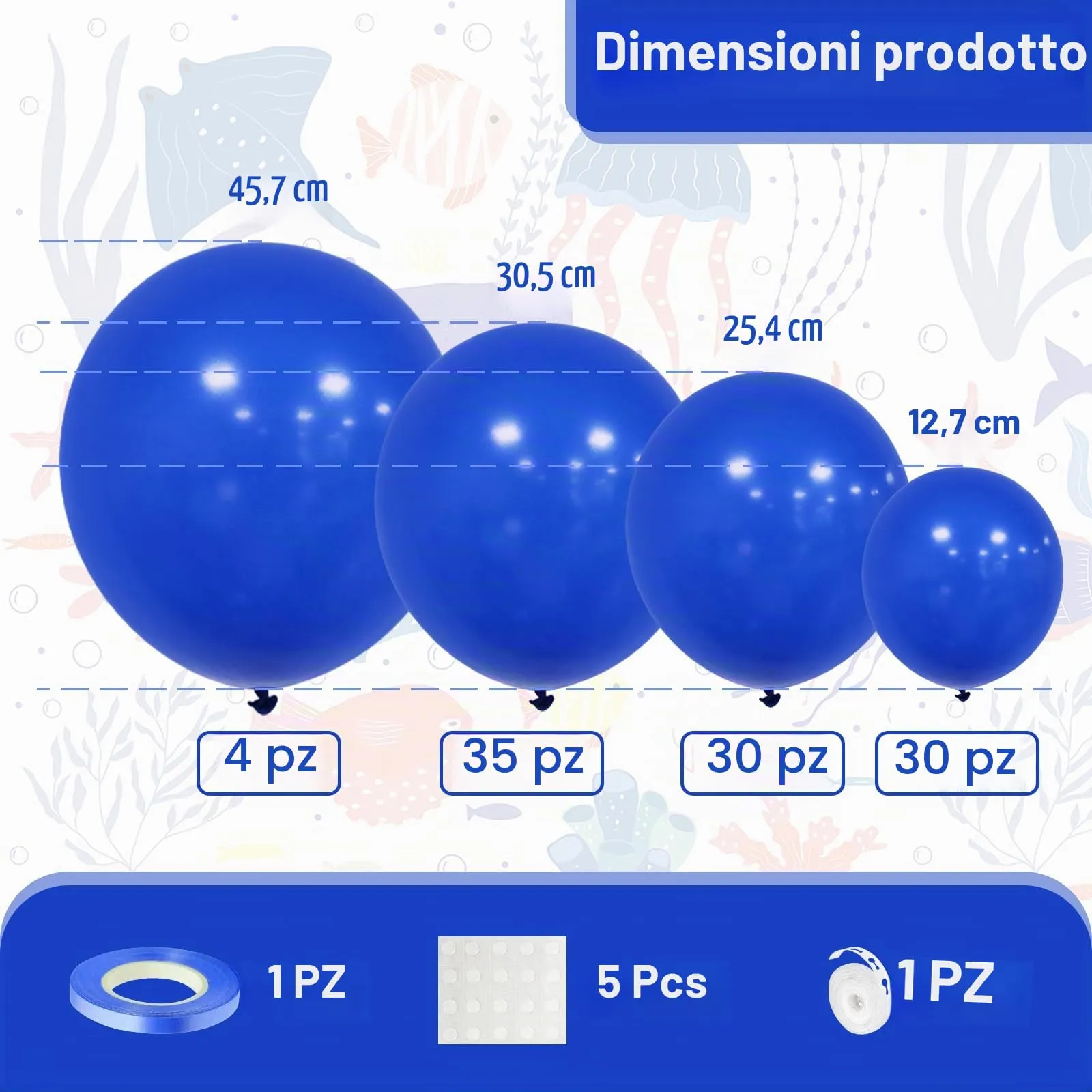 Ousuga Kit Arco di Palloncini Blu Scuro, 106 pezzi (5, 10, 12, 18 pollici) con Nastro e Accessori - immagine 2