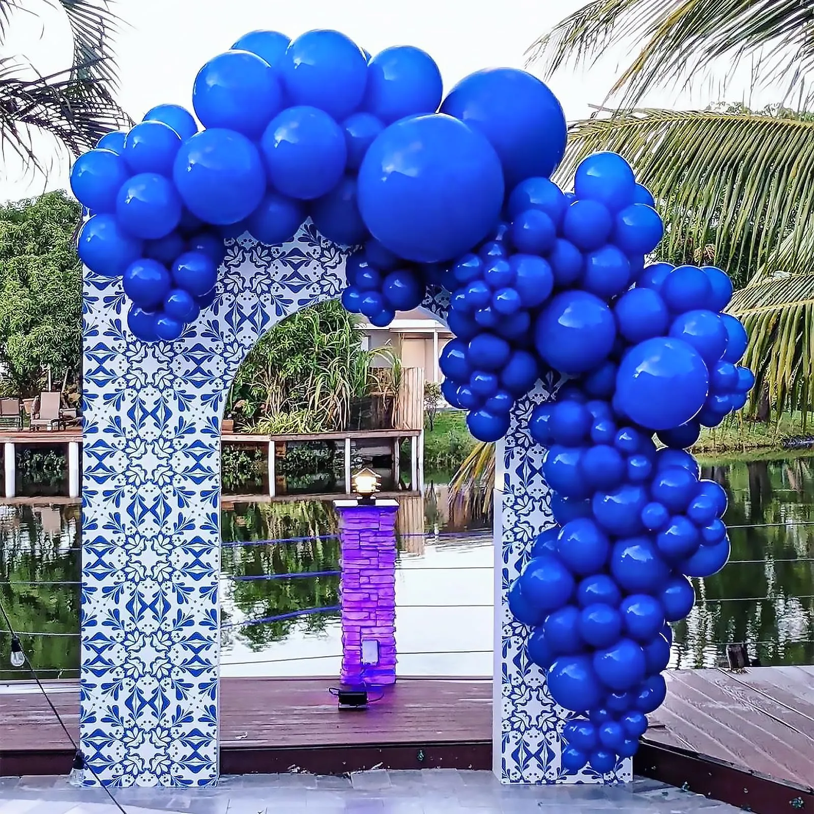 Ousuga Kit Arco di Palloncini Blu Scuro, 106 pezzi (5, 10, 12, 18 pollici) con Nastro e Accessori - immagine 4