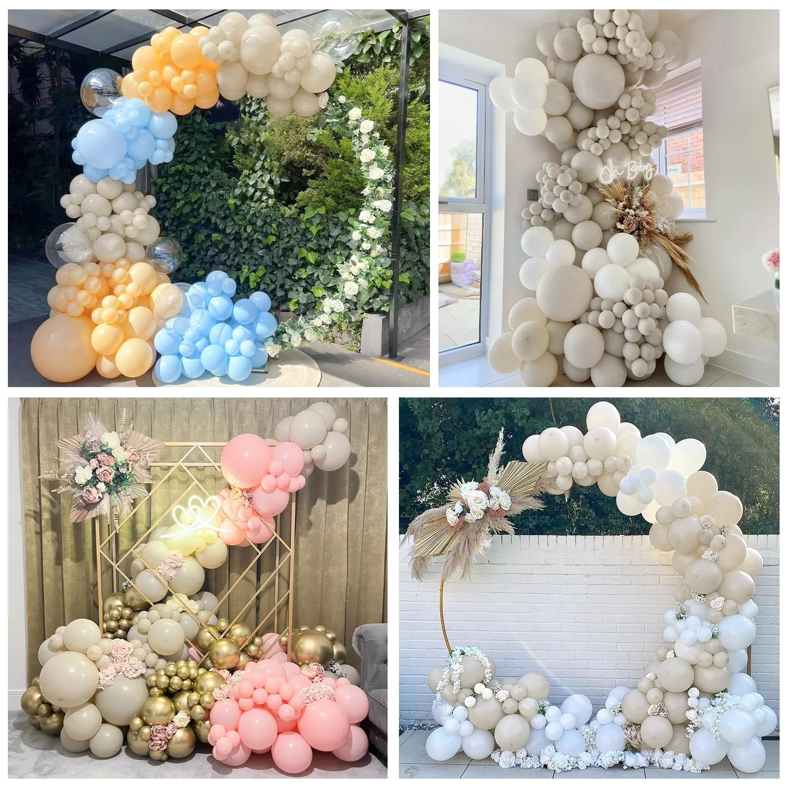 Ousuga Kit Arco di Palloncini Bianchi Sabbia, 106 pezzi (5, 10, 12, 18 pollici) con Nastro e Accessori - immagine 6