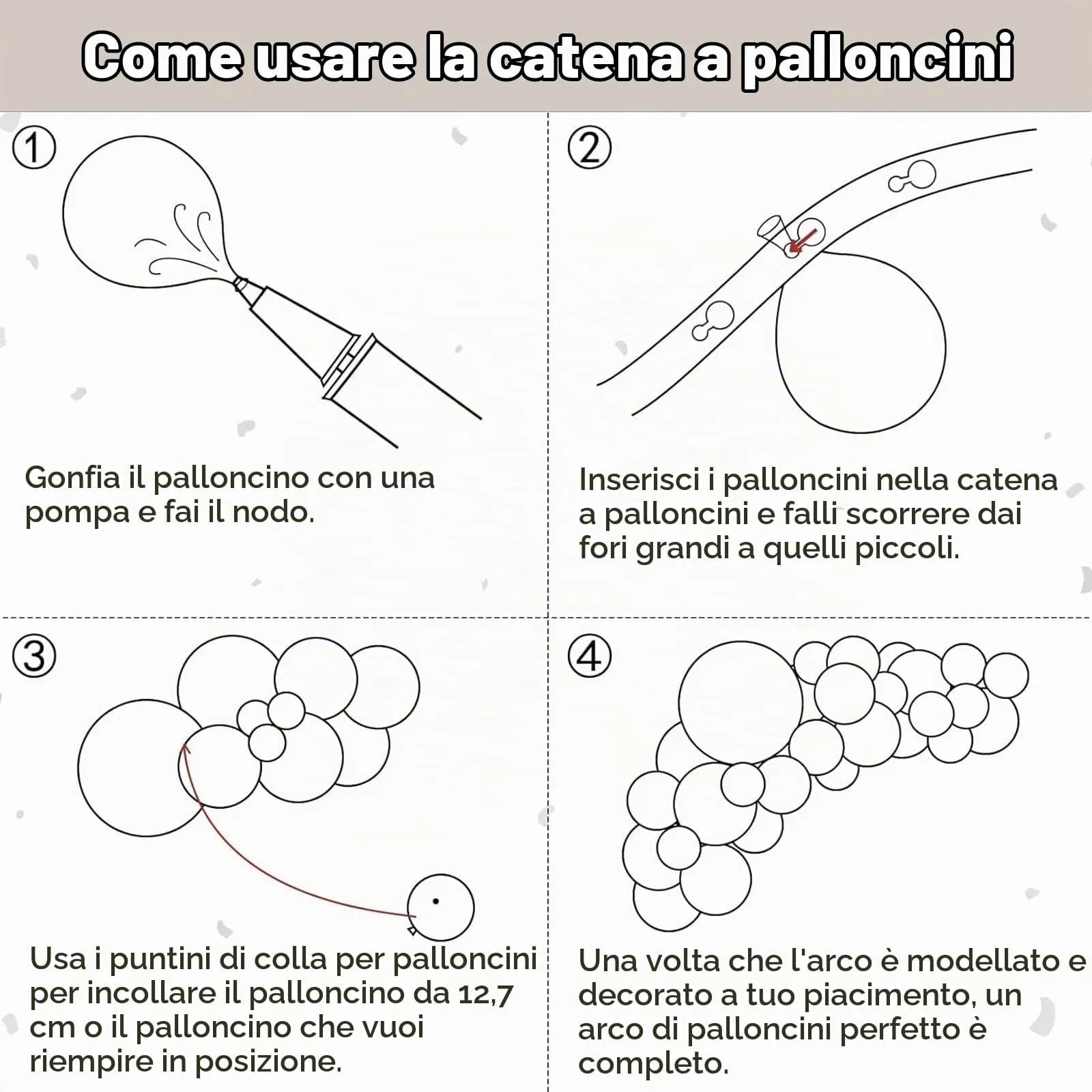 Ousuga Kit Arco di Palloncini Bianchi Sabbia, 106 pezzi (5, 10, 12, 18 pollici) con Nastro e Accessori - immagine 7