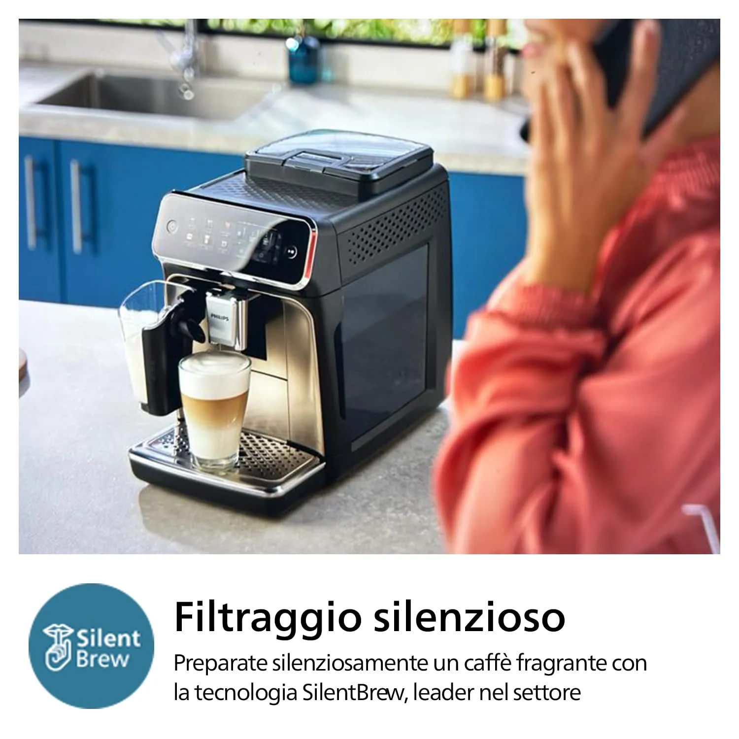 Philips 3300 Macchina Caffè Automatica EP3347/90 LatteGo, 6 bevande, Cromo Nero - immagine 6