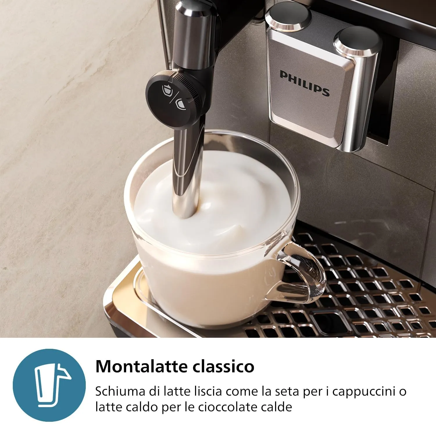 Philips 3300 Macchina Caffè Automatica EP3326/90, 5 bevande, Montalatte - immagine 5