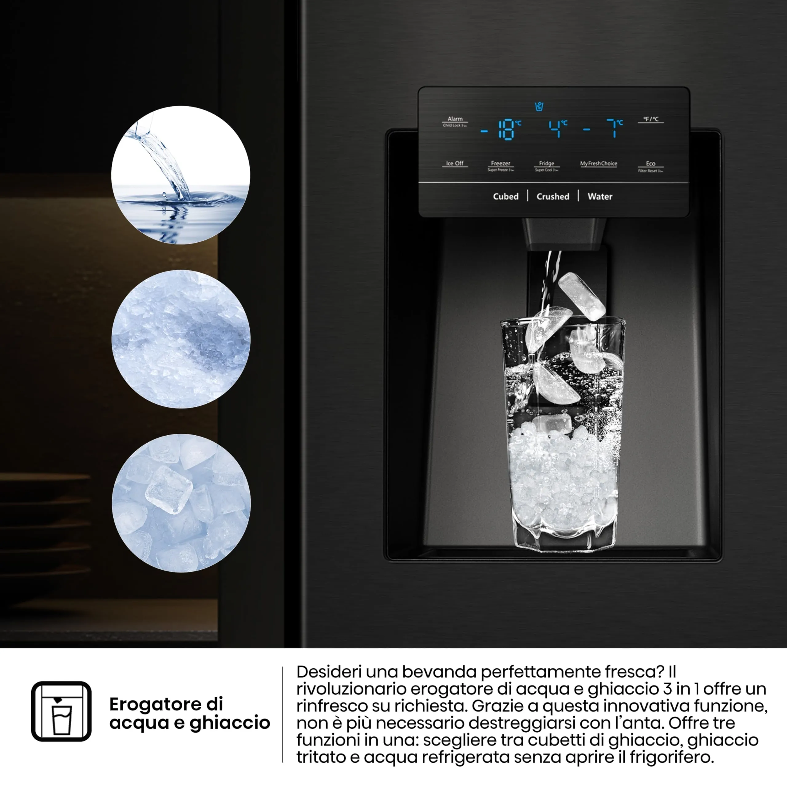 Hisense RQ760N4IFE Frigorifero Quattro Porte Americano, 577 L, Black Inox, Total No Frost, Classe E, Motore Inverter, WiFi - immagine 5