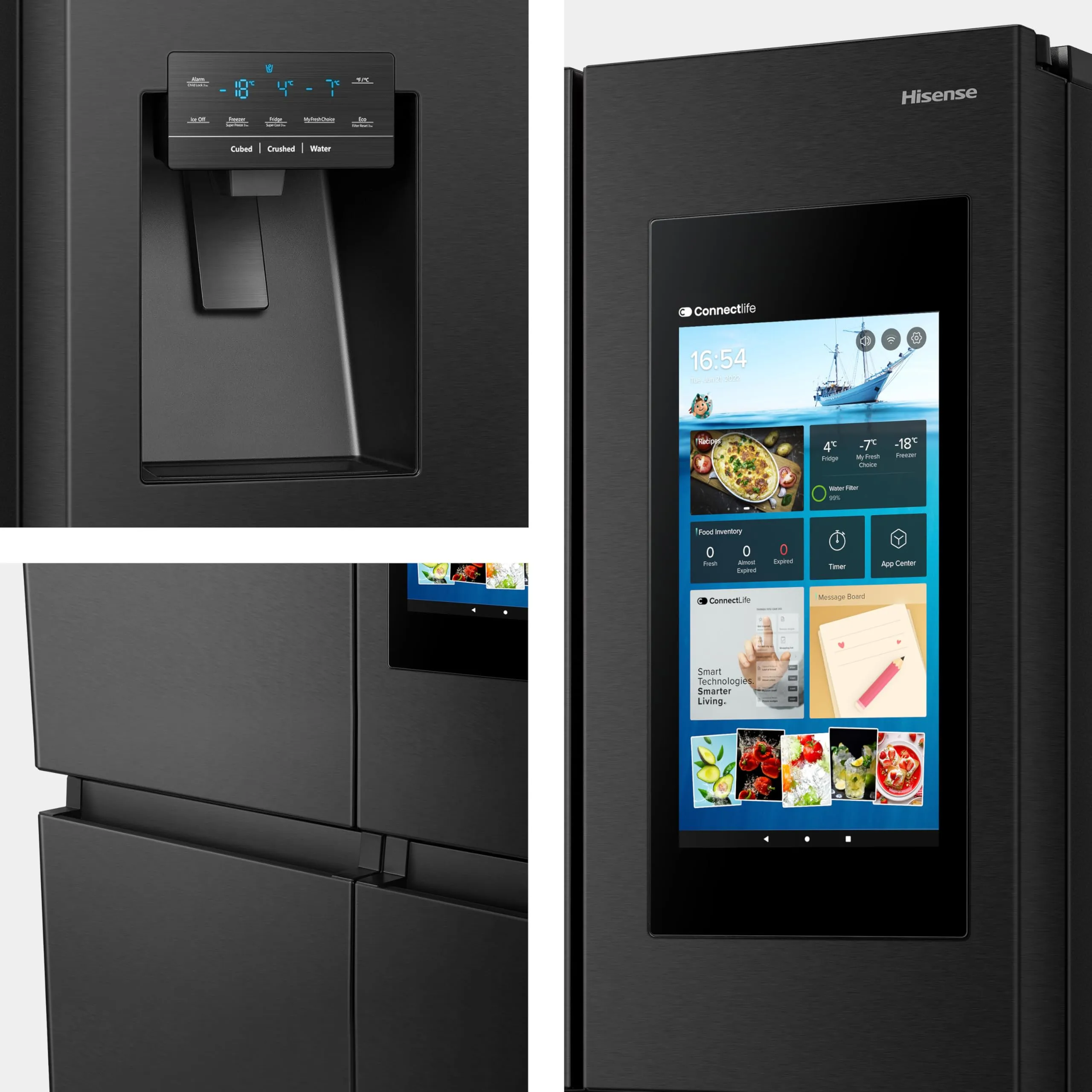 Hisense RQ760N4IFE Frigorifero Quattro Porte Americano, 577 L, Black Inox, Total No Frost, Classe E, Motore Inverter, WiFi - immagine 10