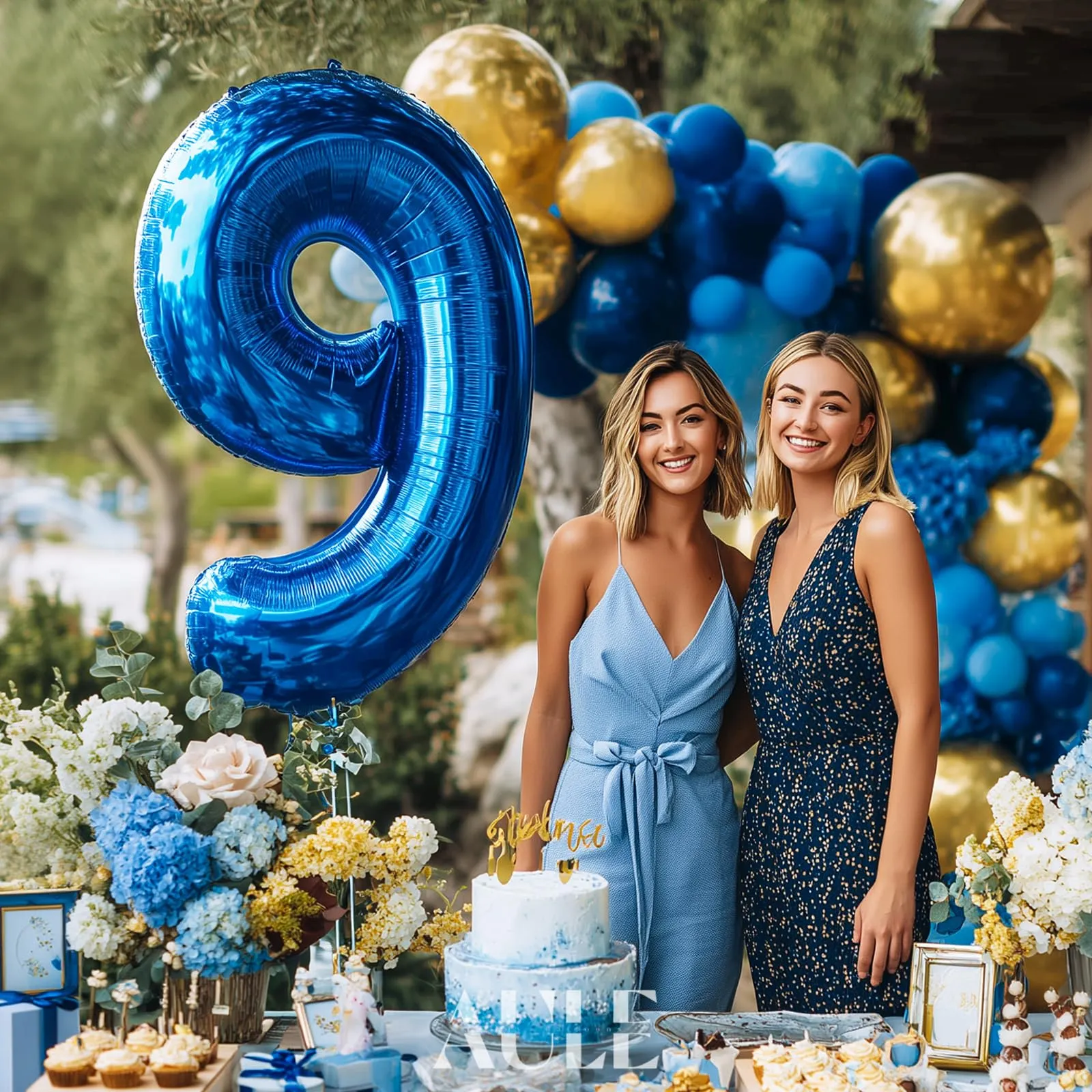 AULE Palloncino Numero 9 Blu 101 cm - immagine 2