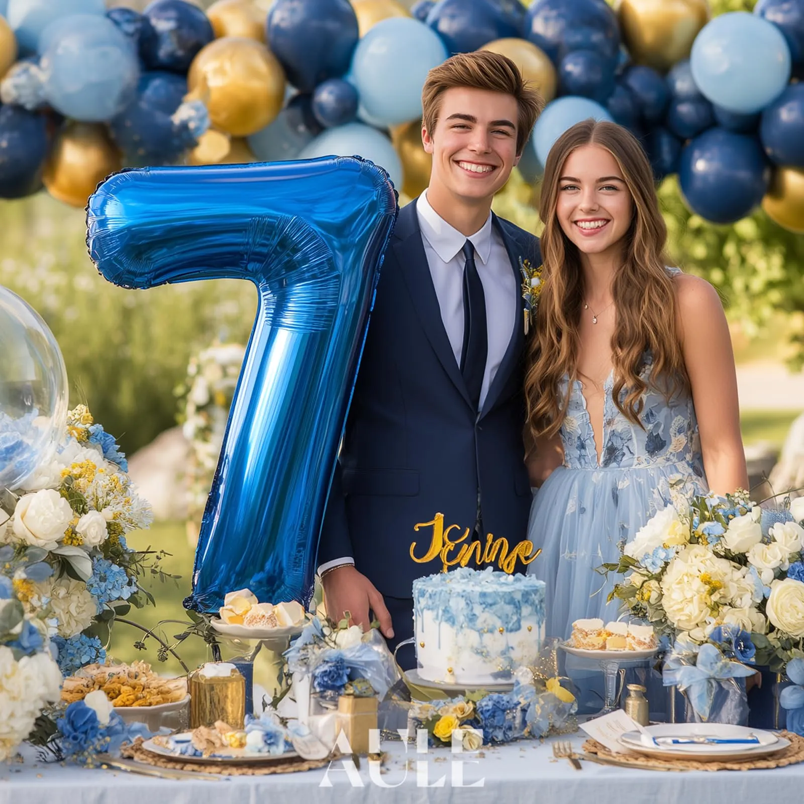 AULE Palloncino Numero 7 Blu 101 cm - immagine 2