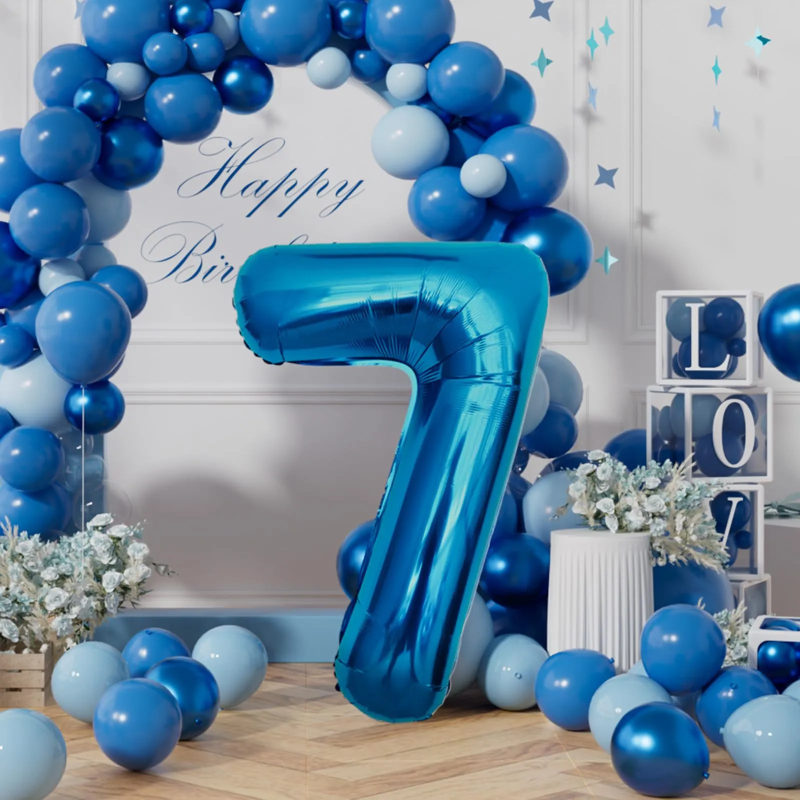 AULE Palloncino Numero 7 Blu 101 cm - immagine 3