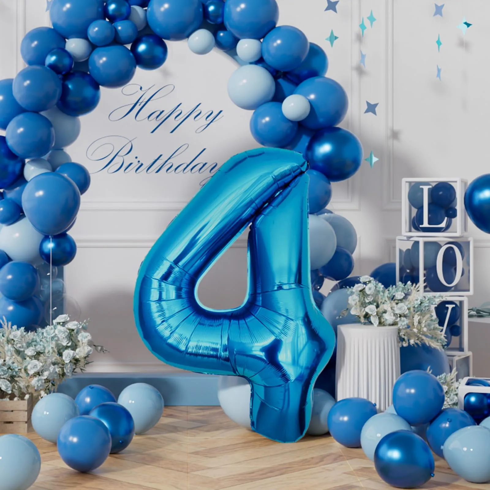 AULE Palloncino Numero 4 Blu, 101 cm - immagine 3